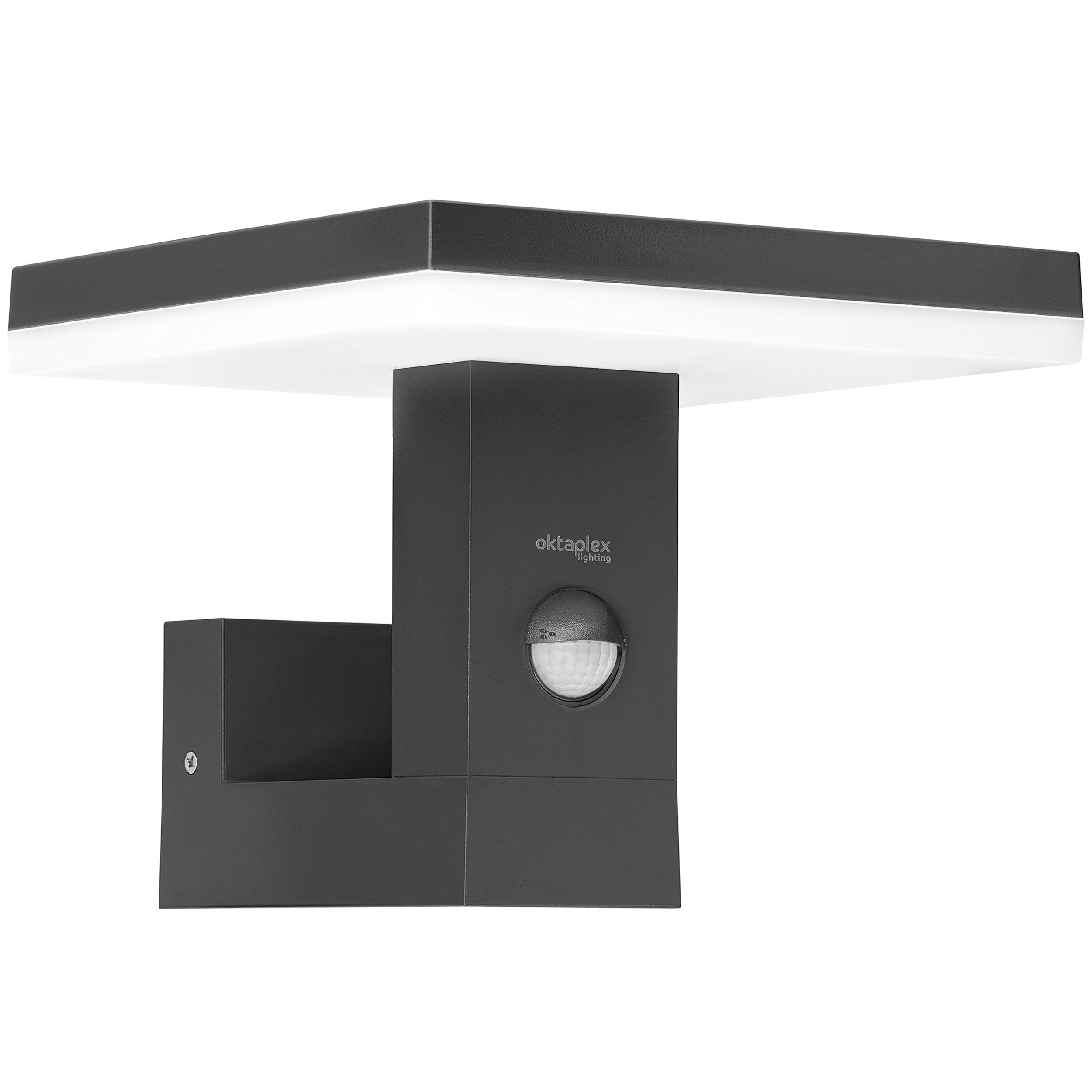Oktaplex lighting LED Außen-Wandleuchte Gio Aussenleuchte mit Bewegungsmeder blendfrei, PIR-Sensor, inklusive Leuchtmittel, warmweiß, 3000K Wandlampe 1500lm 15,2W anthrazit 230V