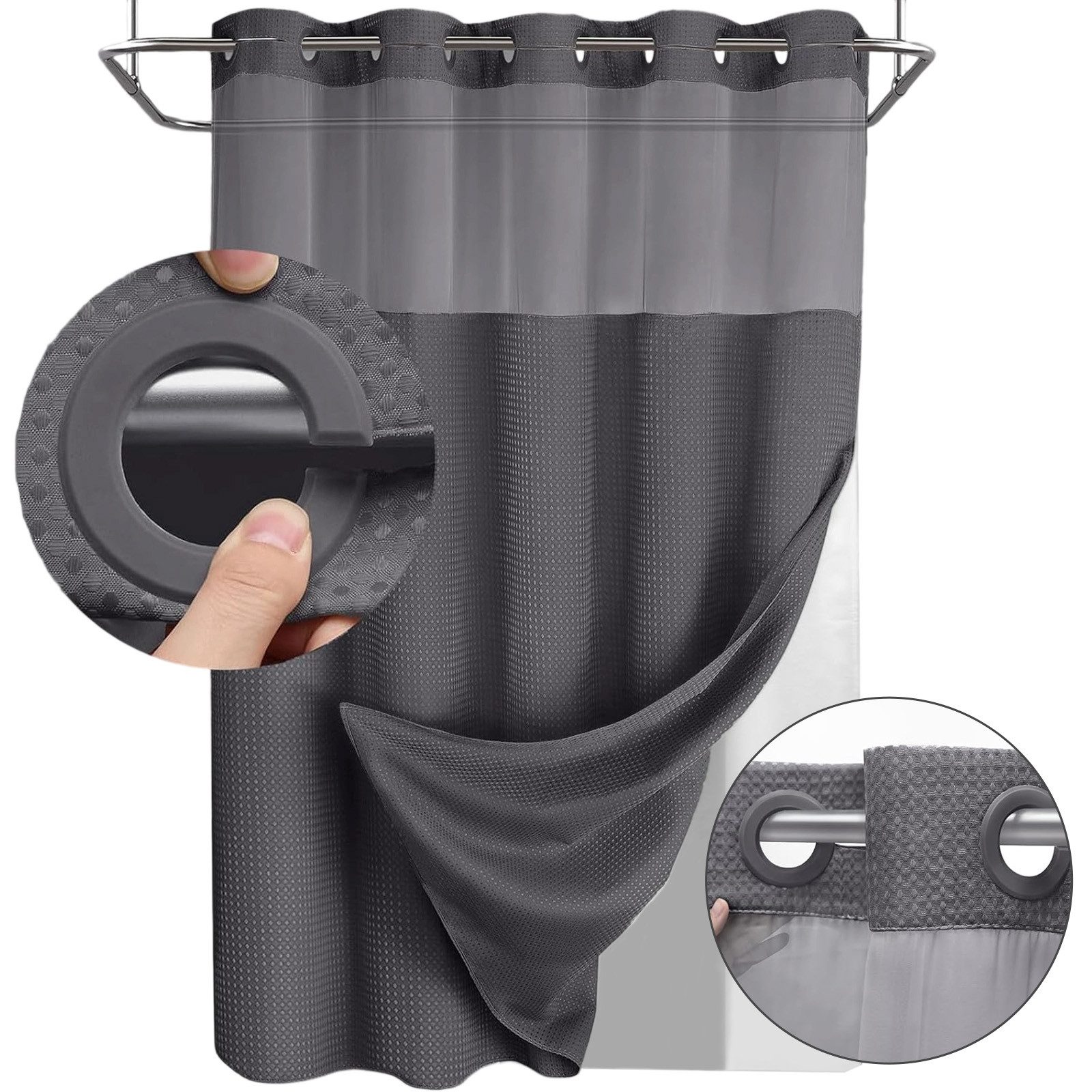 REDOM Duschvorhang Badevorhang Badezimmer Vorhang mit Waffelmuster doppella günstig online kaufen