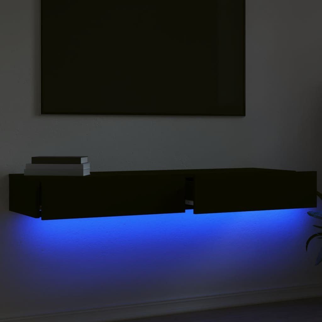 vidaXL TV-Schrank TV-Lowboard TV-Schränke mit Schwarz cm LED-Leuchten 60x35x15,5 2 Stk