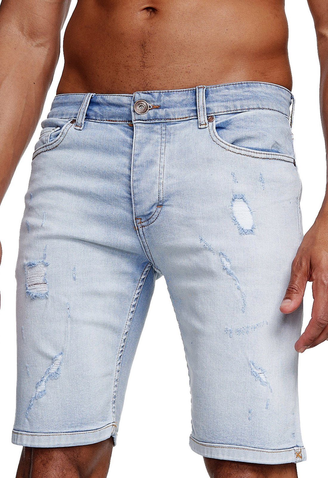 Reslad Jeansshorts Reslad Jeans Shorts Herren Kurze Hosen Sommer l Destroyed Jeansbermudas Stretch Jeans-Hose