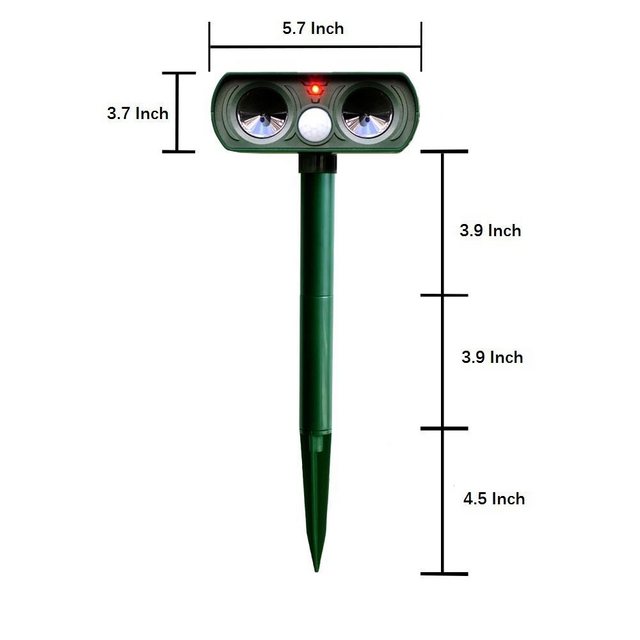 iscooter Ultraschall-Tierabwehr Solarenergie, mit Bewegungsmelder, IP66