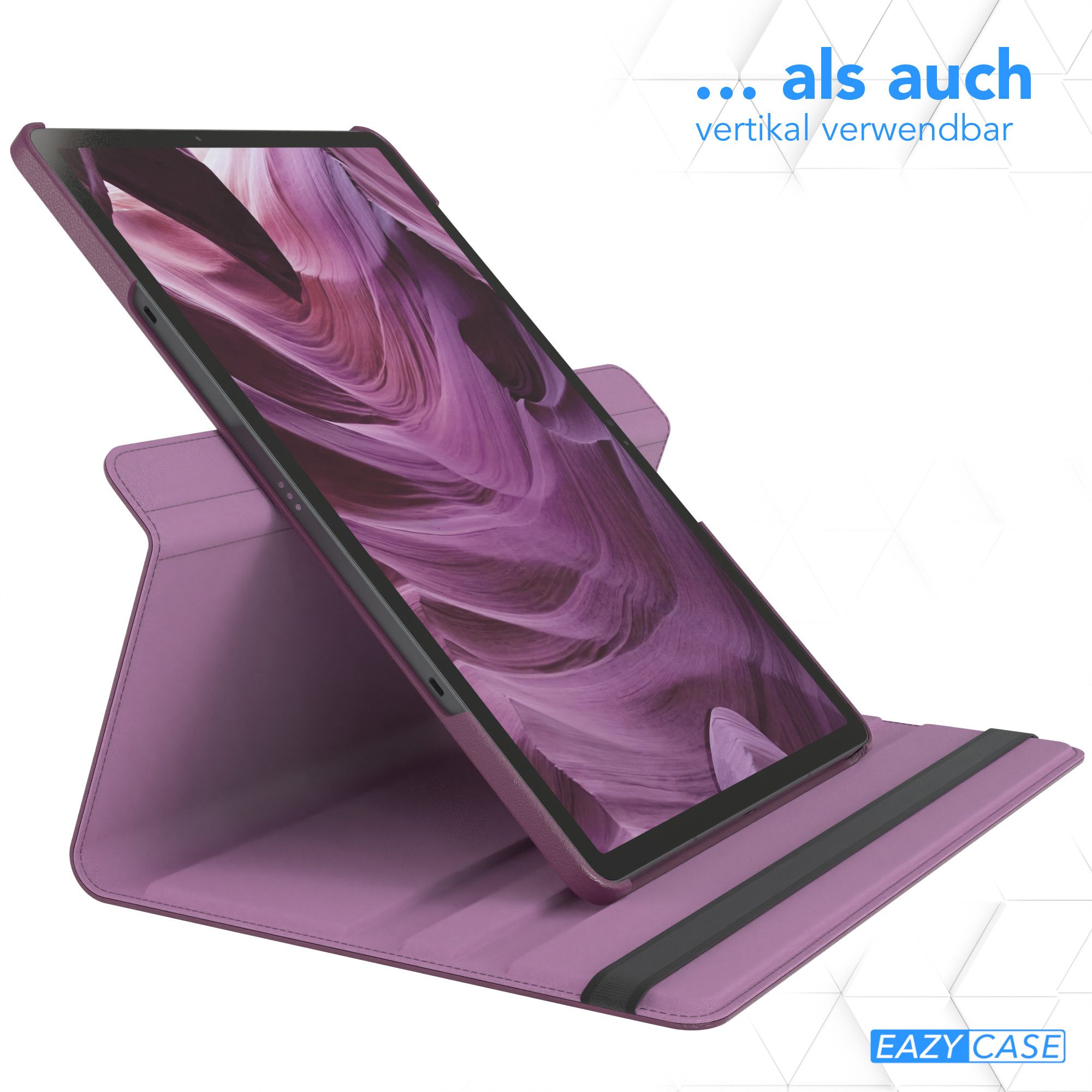 EAZY CASE Tablet-Hülle Rotation Case für Galaxy Tab S9 FE+ Rotationcase 12,4 Zoll, Tablet-Hülle Bookstyle Case Fullcover Schutz Tasche Stehfunktion Lila – Bild 5 von 5