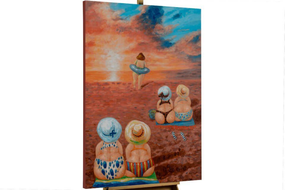 KUNSTLOFT Gemälde Strandurlaubstage 60x90 cm, Leinwandbild 100% HANDGEMALT Wandbild Wohnzimmer