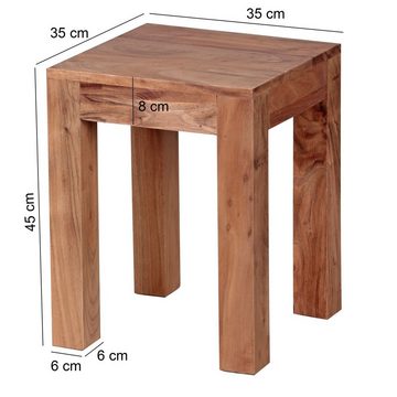 möbelando Beistelltisch Beistelltisch MUMBAI Massiv-Holz Akazie 35 x 35, Beistelltisch MUMBAI Massiv-Holz Akazie 35 x 35 cm Wohnzimmer-Tisch Design dunkel-braun Landhaus-Stil Couchtisch