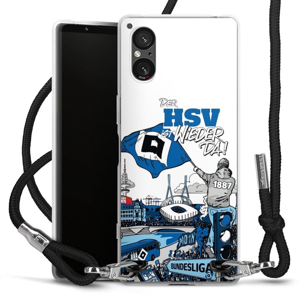 DeinDesign Handyhülle Hamburger SV Offizielles Lizenzprodukt Aufstieg, Sony Xperia 5 V Handykette Hülle mit Band Case zum Umhängen