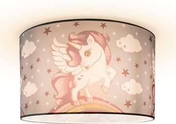 Paco Home Deckenleuchte Hugo Cosmo 213, ohne Leuchtmittel, Kinderlampe LED Kinderzimmer Lampe Mit Einhorn, E27