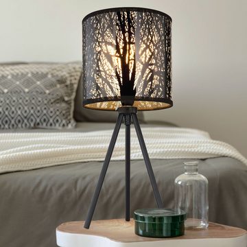 etc-shop LED Tischleuchte, Leuchtmittel inklusive, Warmweiß, Design Schreib Tisch Leuchte Ess Zimmer Beistell Stoff Lampe-