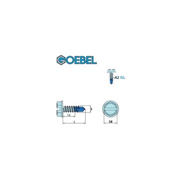 GOEBEL GmbH Bohrschraube 8881048160, (500x Sechskant 4,8 x 16,0 mm - Edelstahl V2A / A2 GOEBEL silber GL, 500 St., DIN7504L Werksnorm Profi-Industrie-Qualität), Selbstbohrende Schraube Selbstschneidende Bohrschrauben