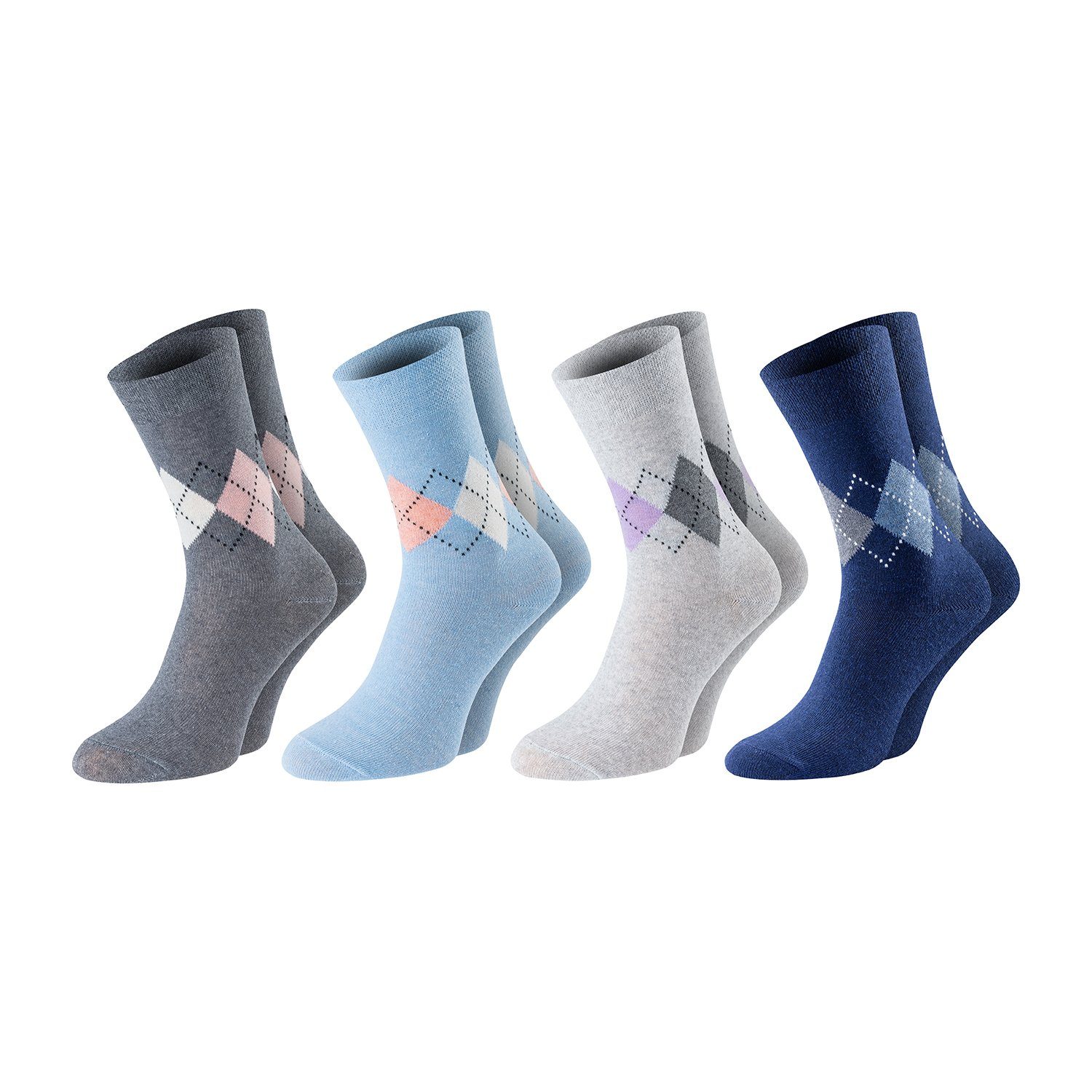 Chili Lifestyle Strümpfe Lady Diamond Socken, 4 Paar, für Damen, Business, Freizeit, Baumwolle