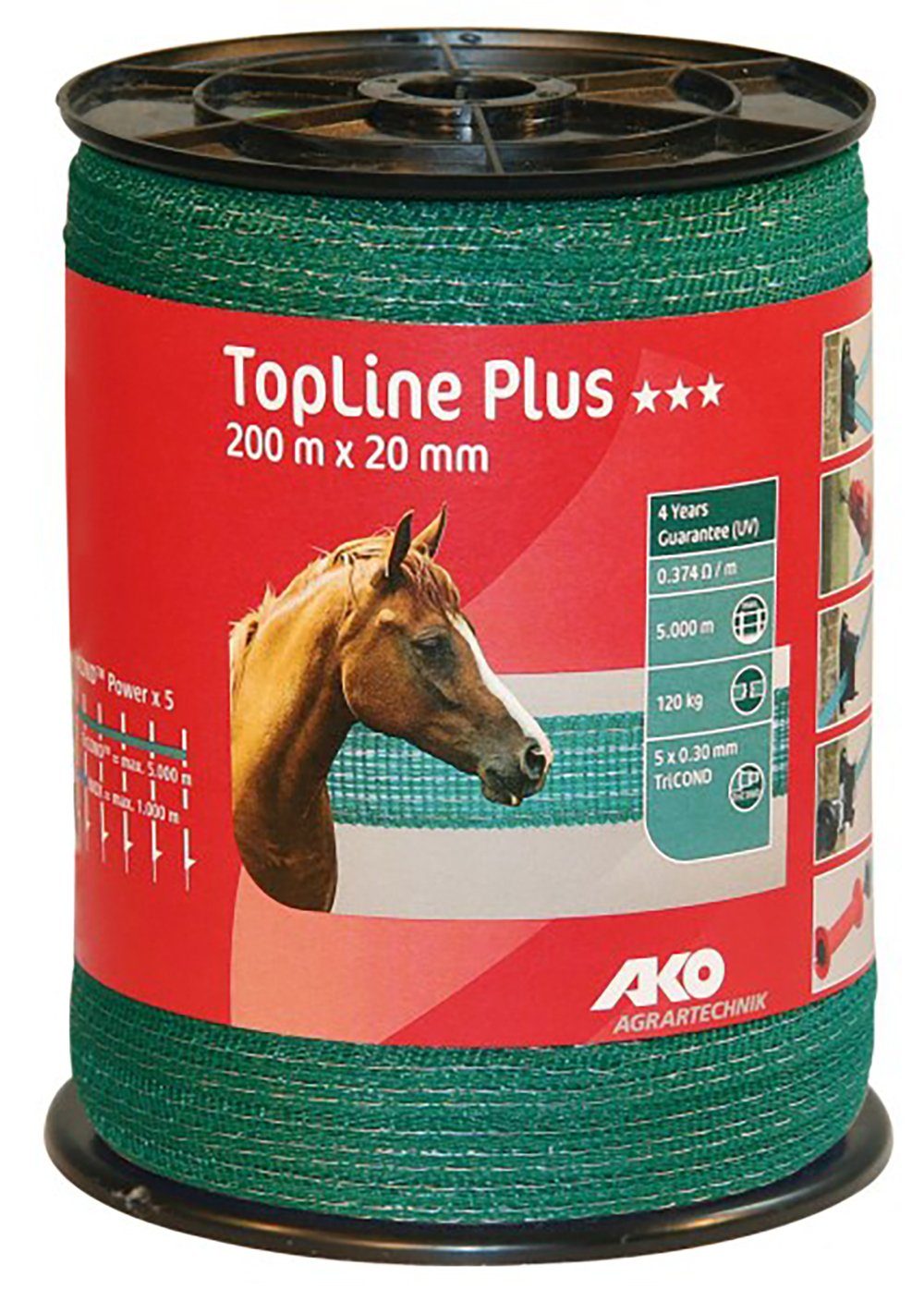 Weidenzaun Kerbl TopLine 200m Weidezaunband 20mm grün 449108