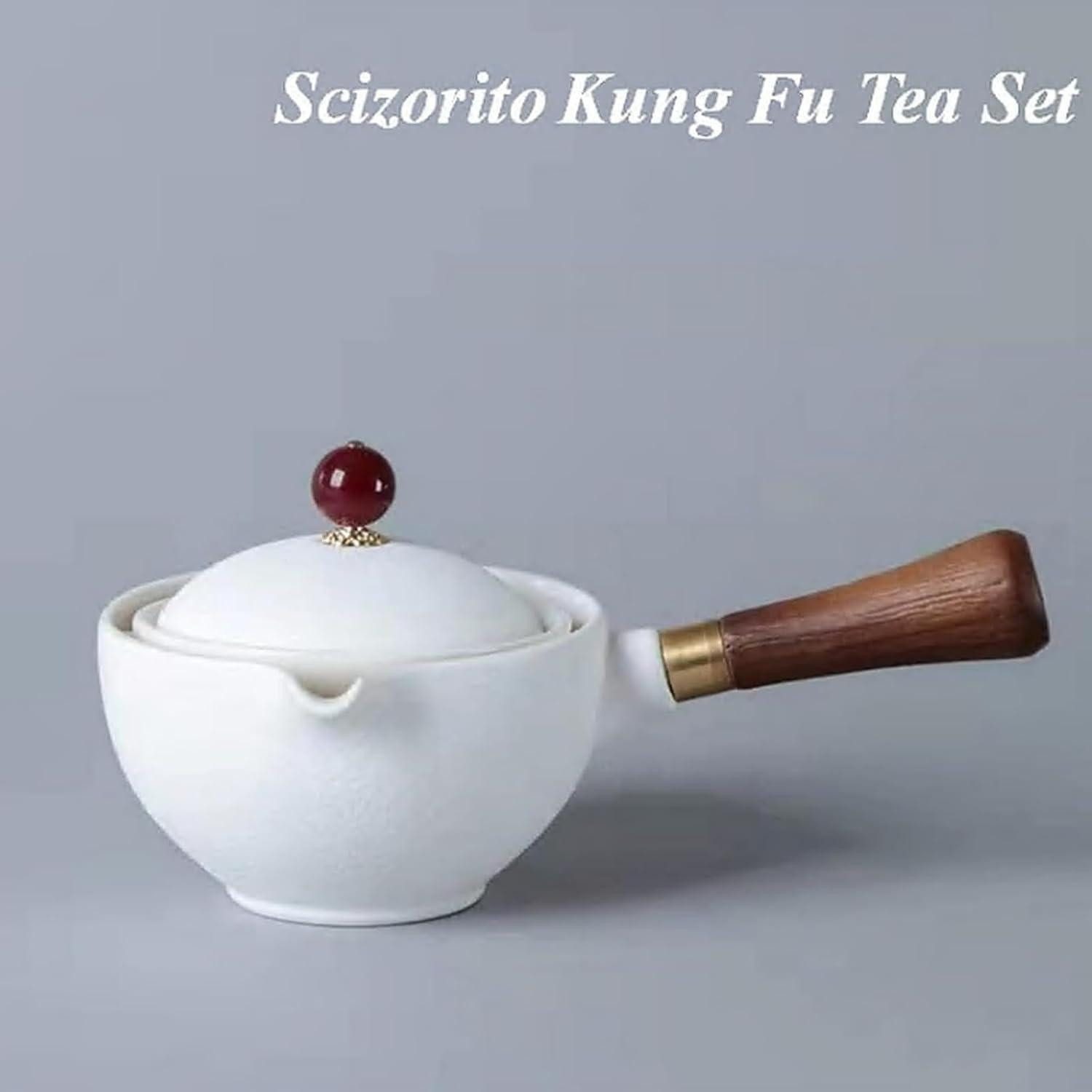 LuxusKollektion Teeservice Tee Set Keramik Kungfu Teekanne 4 Teetassen Reisetasche weiß