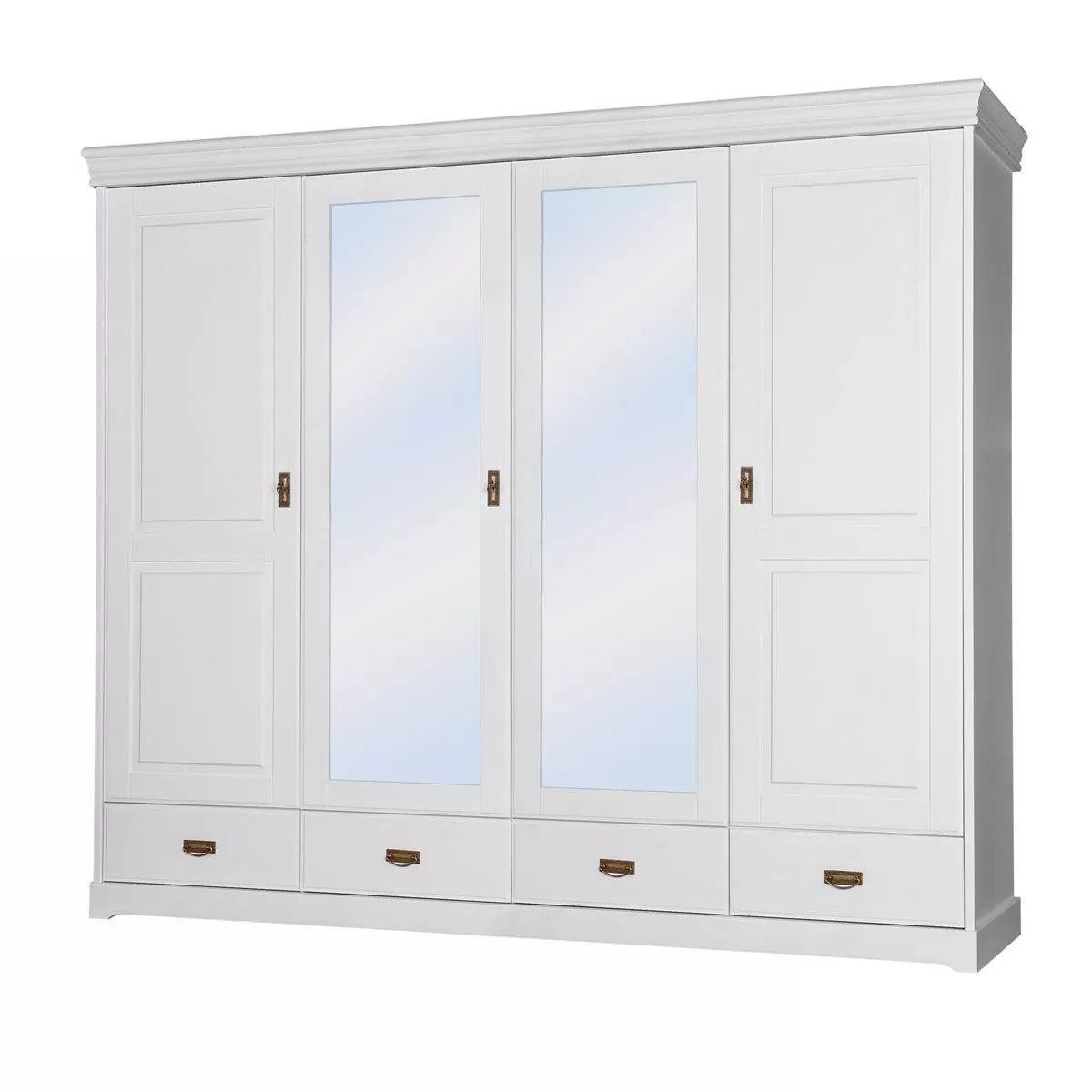 Xlmoebel Kleiderschrank Kleiderschrank im Landhausstil aus weißem Holz mit Regal (1-St., Kleiderschrank) Hergestellt in Europa