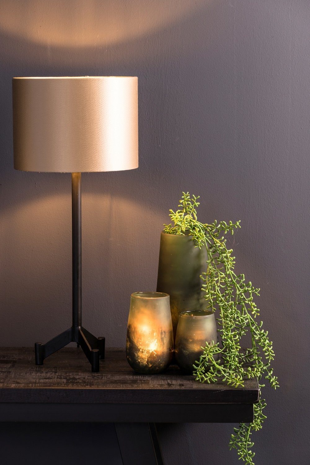 Light & Living Lampenschirm MONACO, Ø 25 cm, Goldgelb, Taupe, Stoff, PVC, M günstig online kaufen