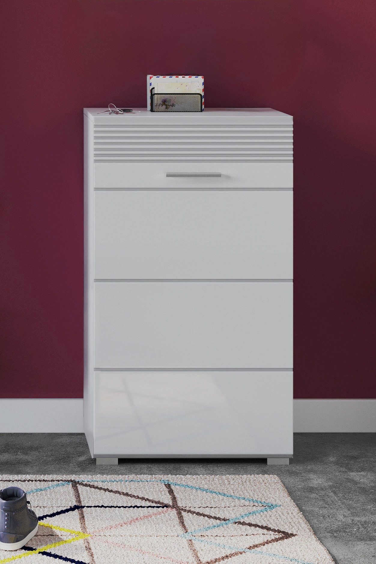 INOSIGN Schuhkommode Malmö, Breite 60 cm, 1 Tür, 5 Fächer, hochwertige MDF Front, Rillenfräsung, Anrichte, Schrank, Kommode, Dielenmöbel, Flurmöbel