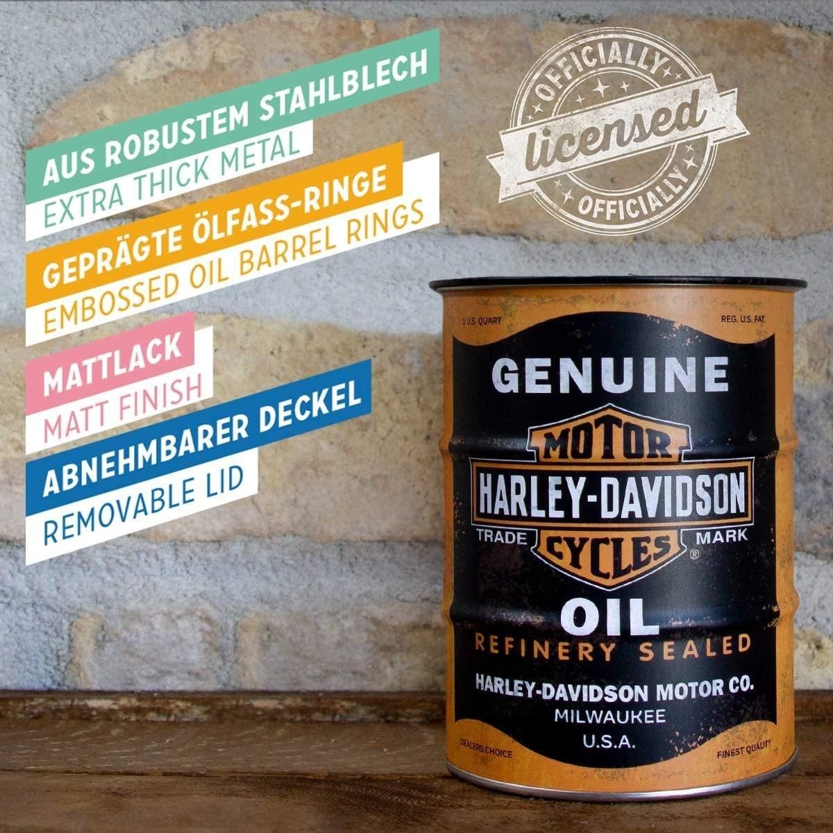 Nostalgic-Art Spardose Metall Spardose Sparbüchse Sparschwein- Harley-Davidson Oil – Bild 5 von 5
