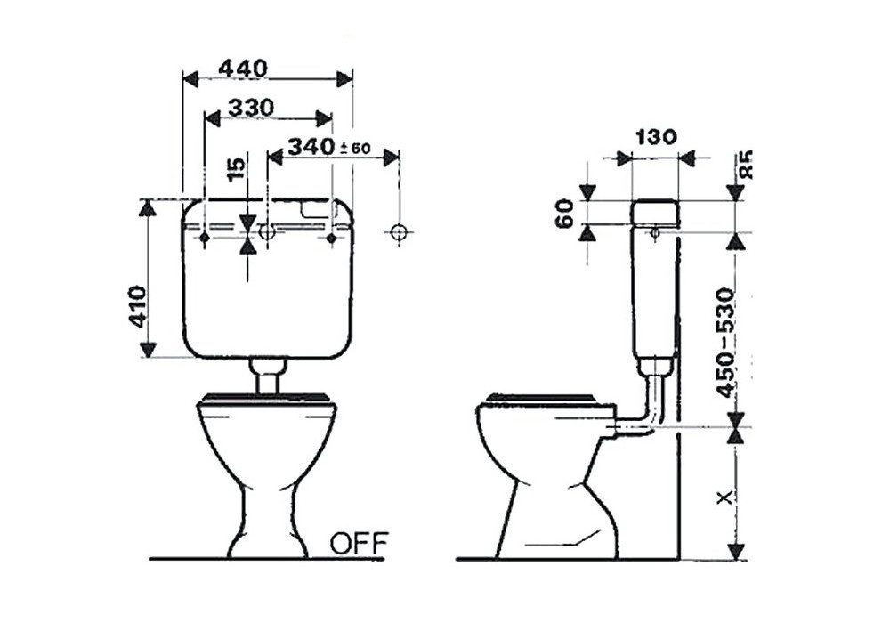 JOMO Spülkasten Jomo Spülkasten Nixe (6-9 L) unter- brechbar mit Spül-und Spartaste, 9 l