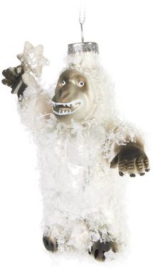 BRUBAKER Weihnachtsbaumkugel Yeti Weihnachtskugel aus Glas - Handbemalt - Christbaumschmuck Lustig (1 St), Baumkugel Schneemonster Figur Weihnachtsdeko