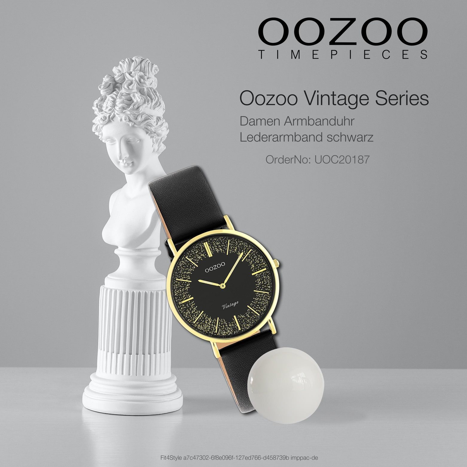 Vintage Quarzuhr (ca. Oozoo 32mm) Armbanduhr Fashion-Style OOZOO Damen mittel Damenuhr rund, Series, Lederarmband,