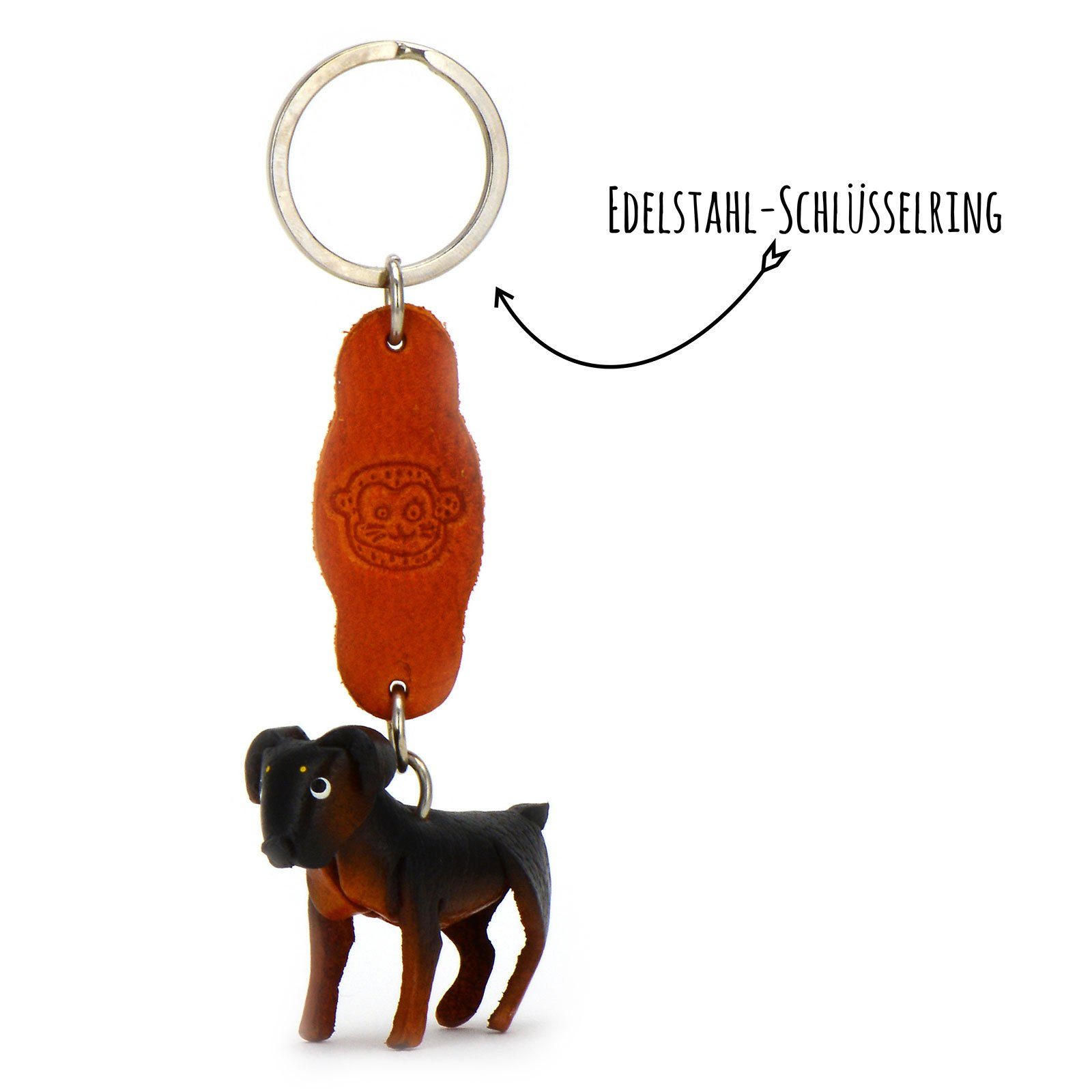 Kinder Accessoires Monkimau Schlüsselanhänger Rottweiler Schlüsselanhänger Leder Tier Figur (Packung)
