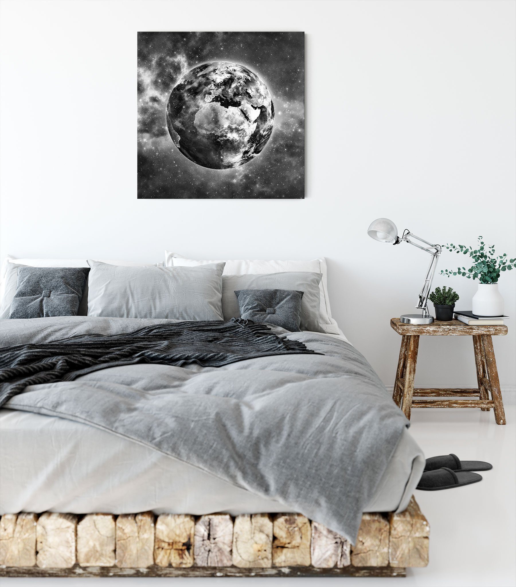 Pixxprint Leinwandbild Erde im Universum, Erde im Universum (1 St), Leinwandbild fertig bespannt, inkl. Zackenaufhänger