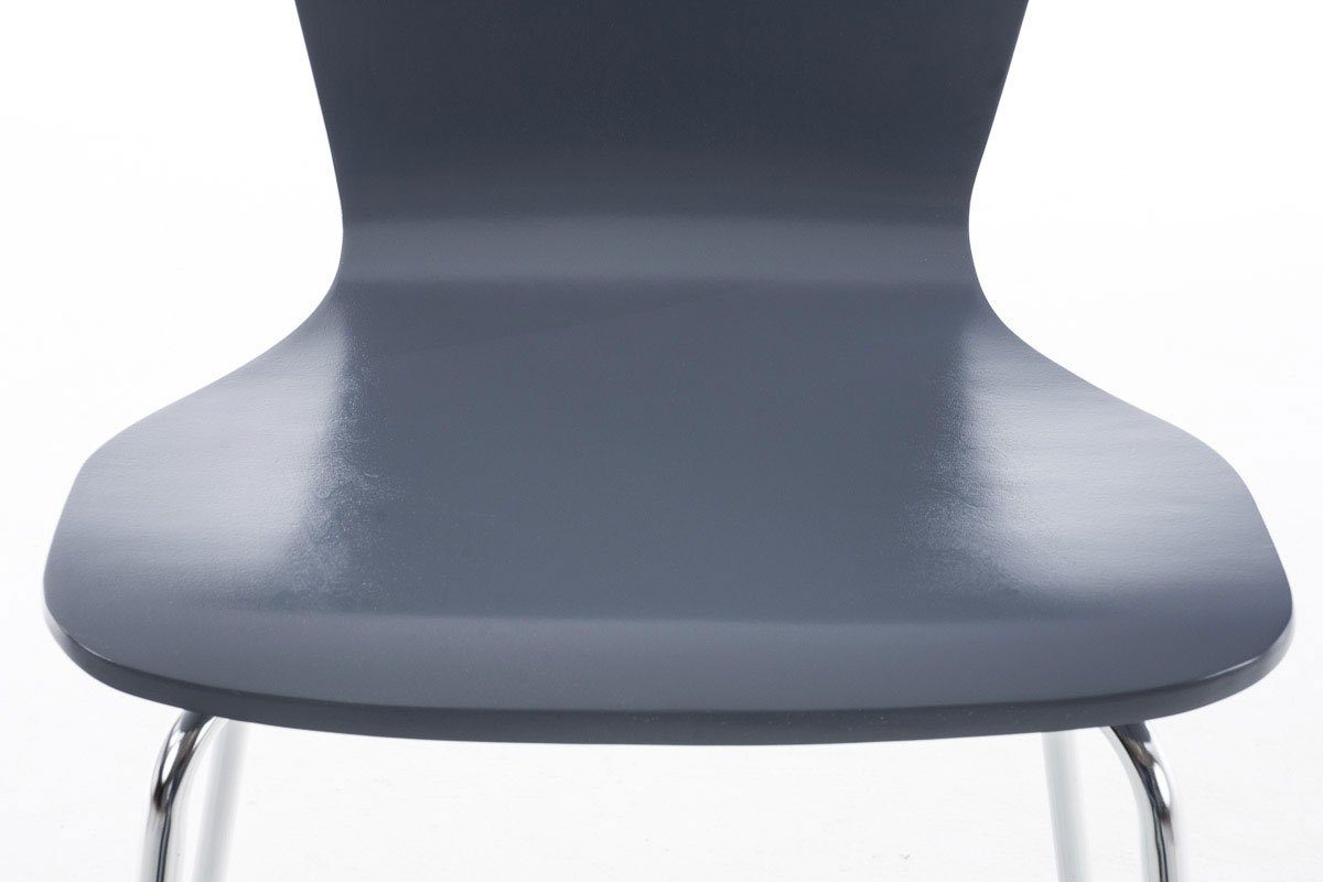 Messestuhl, - Sitzfläche: Holz 4 St), - Metall Gestell: chrom - Warteraumstuhl Sitzfläche Jaron TPFLiving - mit (Besprechungsstuhl ergonomisch grau Besucherstuhl Konferenzstuhl geformter