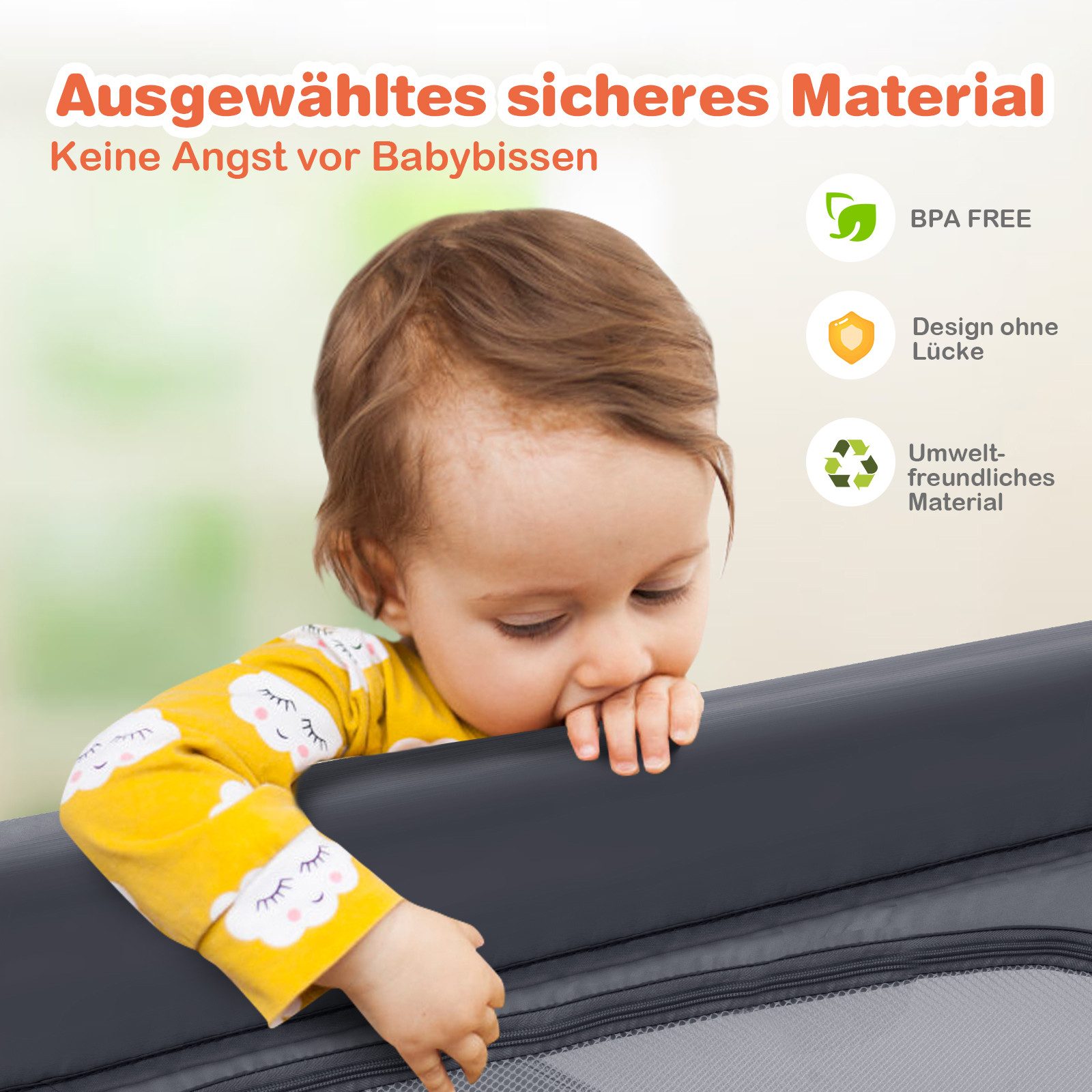 COSTWAY Laufstall Baby Laufgitter, 120x120cm, mit atmungsaktivem Netz & Reißverschluss