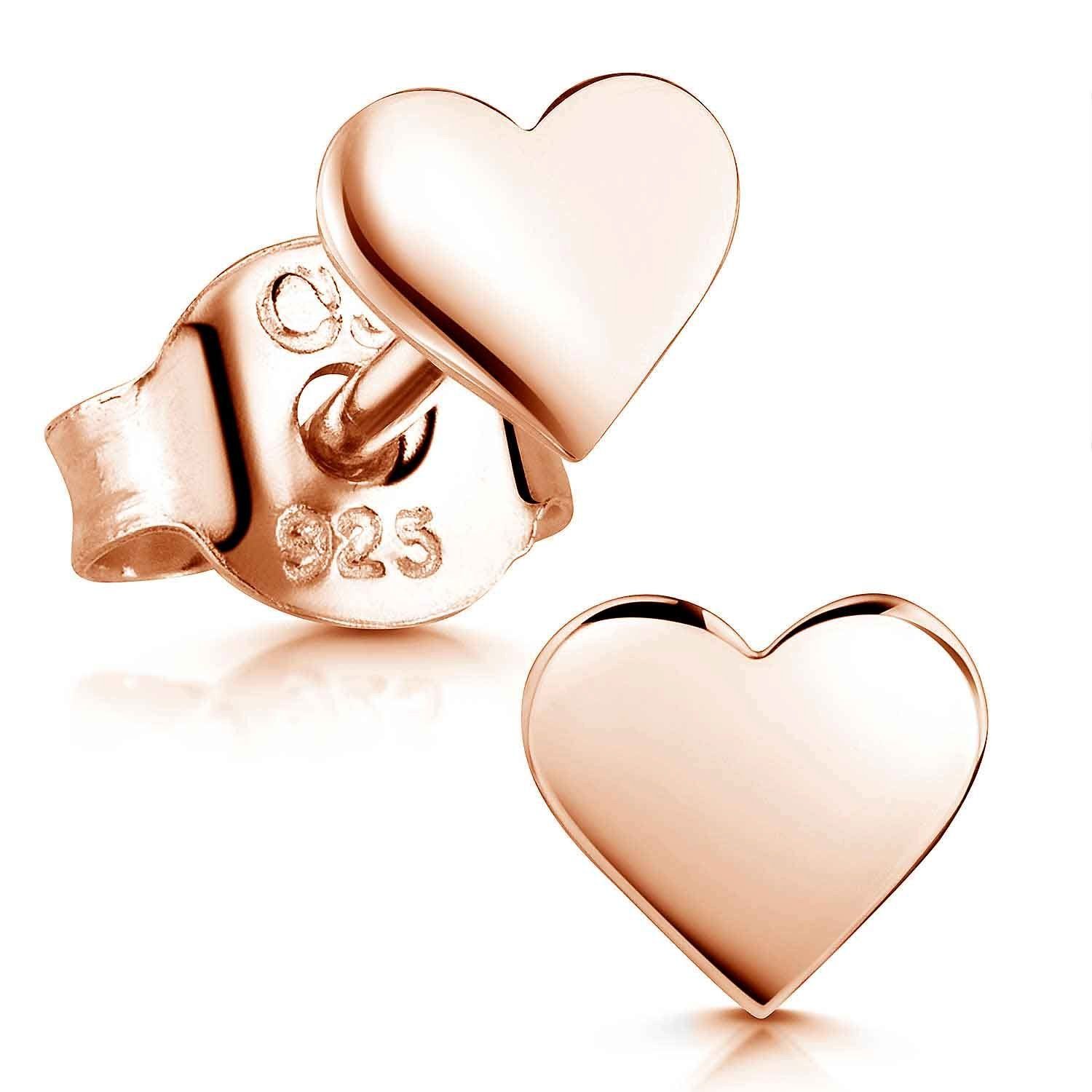 Materia Paar Ohrstecker Rosegold Herzen Liebe Romantik klein 5mm SO-260, Sterlingsilber, rosevergoldet