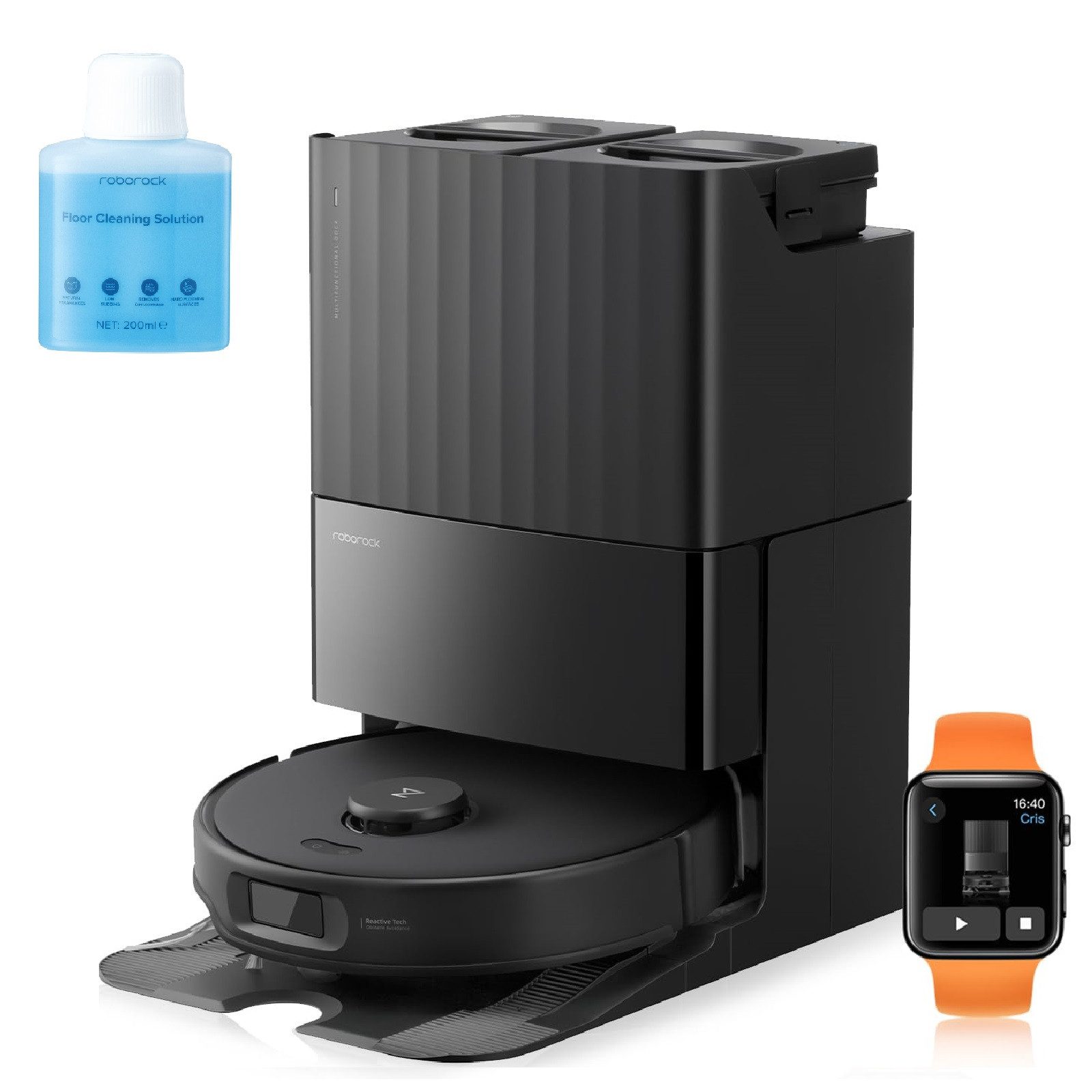 Roborock Saugroboter Qrevo Edge S5A, 18500Pa (Upgrade von S8 Pro Ultra), 66 W, mit Wischfunktion,Dual Anti-Tangle-System, 18500Pa, Dual Anti-Tangle-System, 75℃ Heißwasser-Moppwäsche
