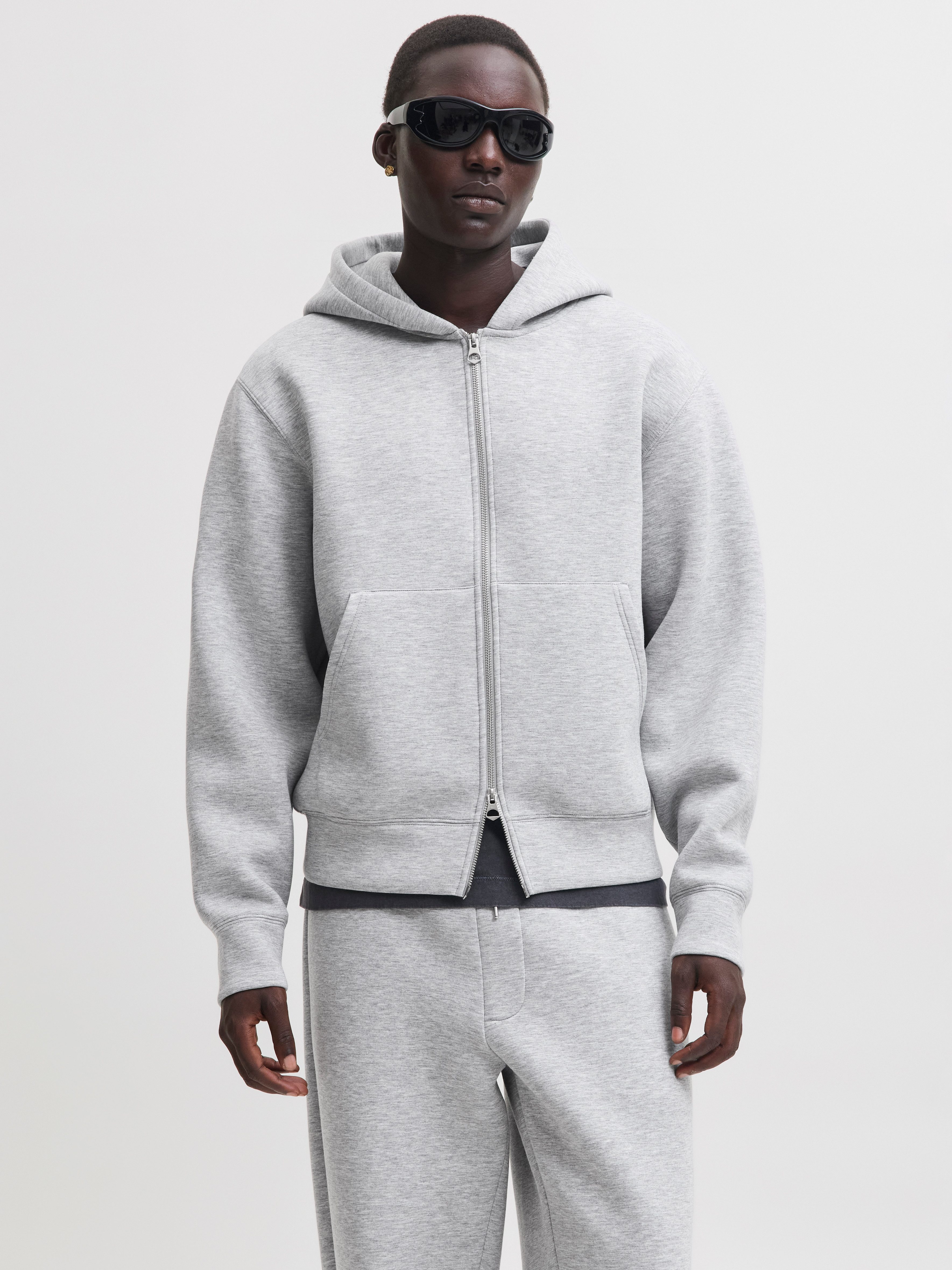 Jack & Jones Kapuzensweatjacke JCOLEGACY SWEAT SCUBA ZIP HOOD NOOS Materialmix, locker geschnitten