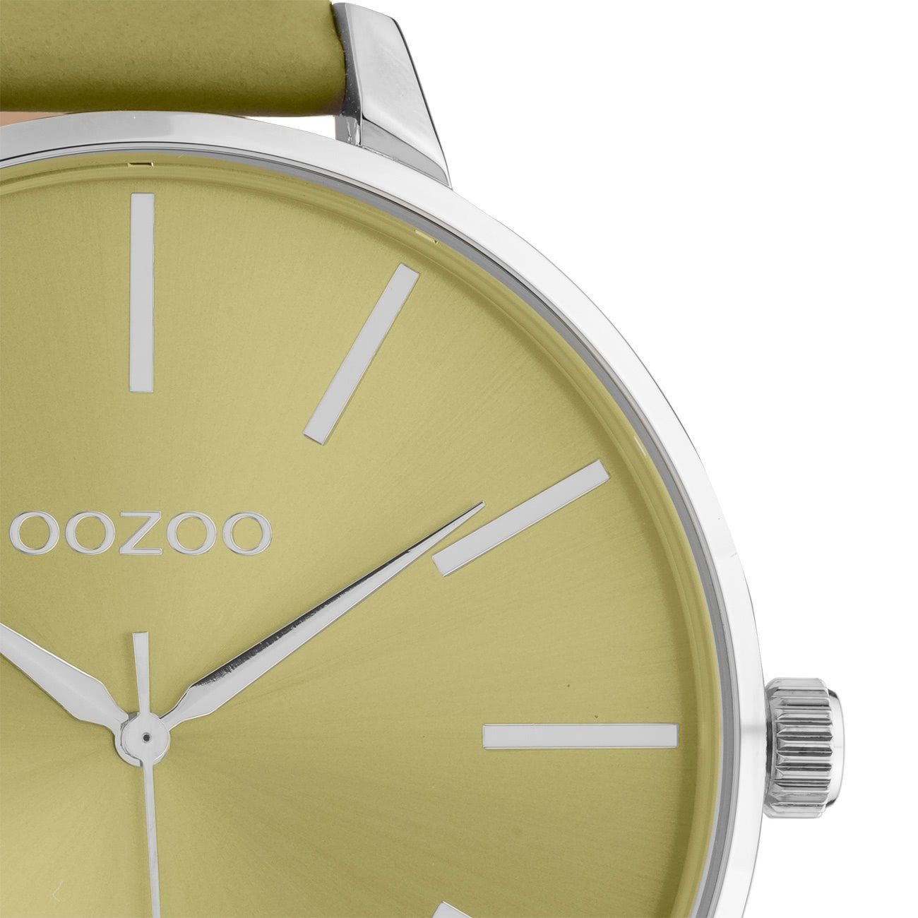 groß (ca. rund, extra OOZOO Timepieces, 48mm) Damen Quarzuhr Fashion-Style Damenuhr Lederarmband, Oozoo Armbanduhr
