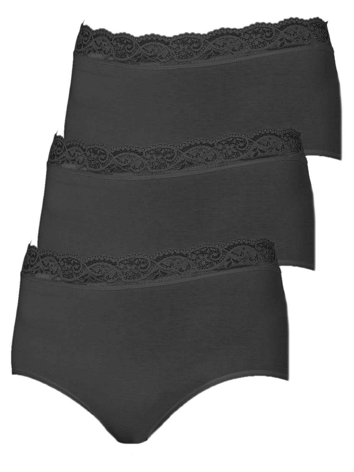 Nina Von C. Taillenslip 3er schwarz - Slipboutique 3-St) Taillenslip (Packung, Damen Pack