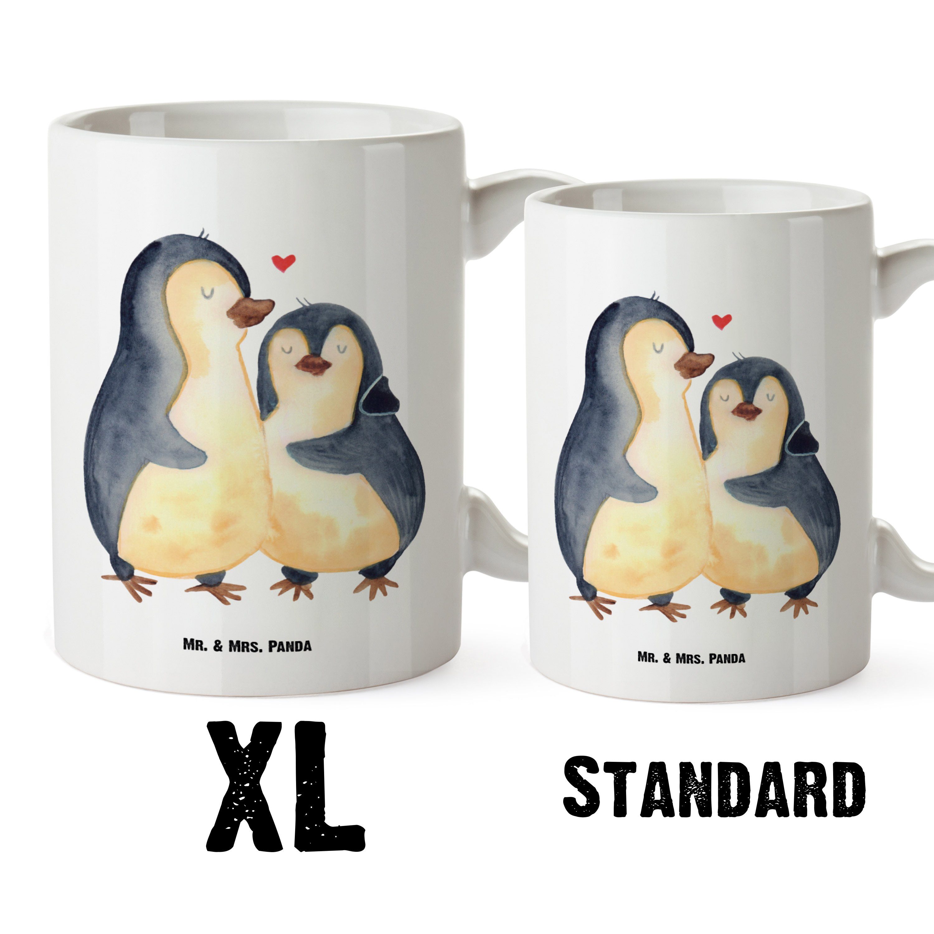 Mr. & Mrs. umarmend Tasse - Pinguin XL Tasse spülmaschinenfest, Weiß - Umarmung, Panda Geschenk, Keramik Seev