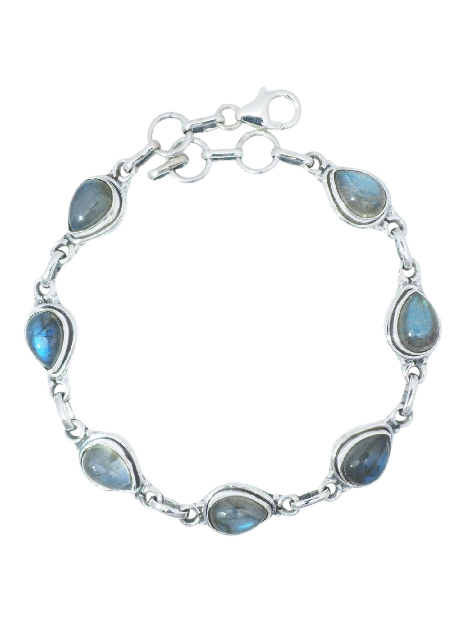 Silberarmband SARALA Tropfen aus 925 Silber mit Labradorit