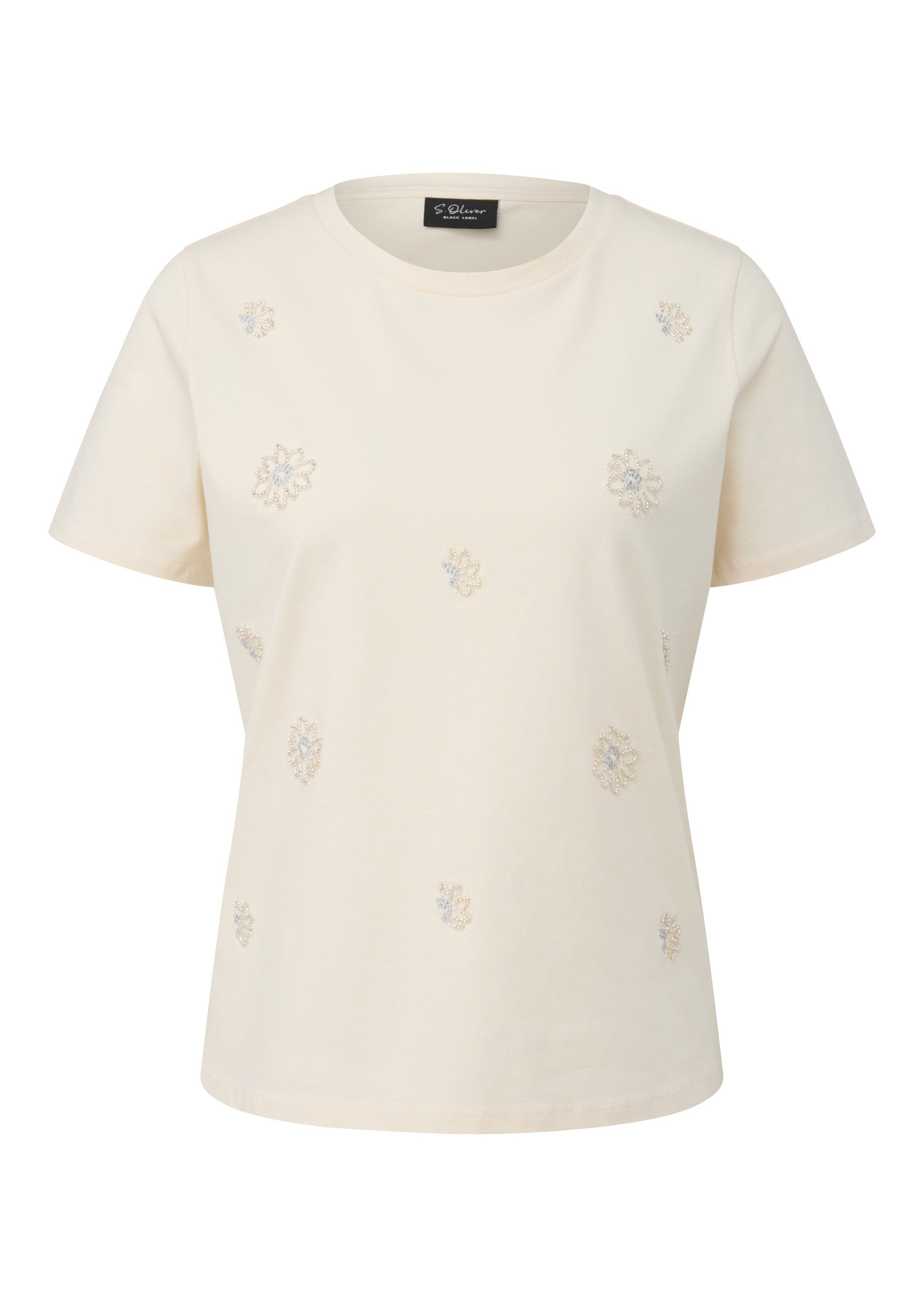 s.Oliver Kurzarmshirt T-Shirt T-Shirt im Relaxed Fit mit dekorativen Blumen günstig online kaufen