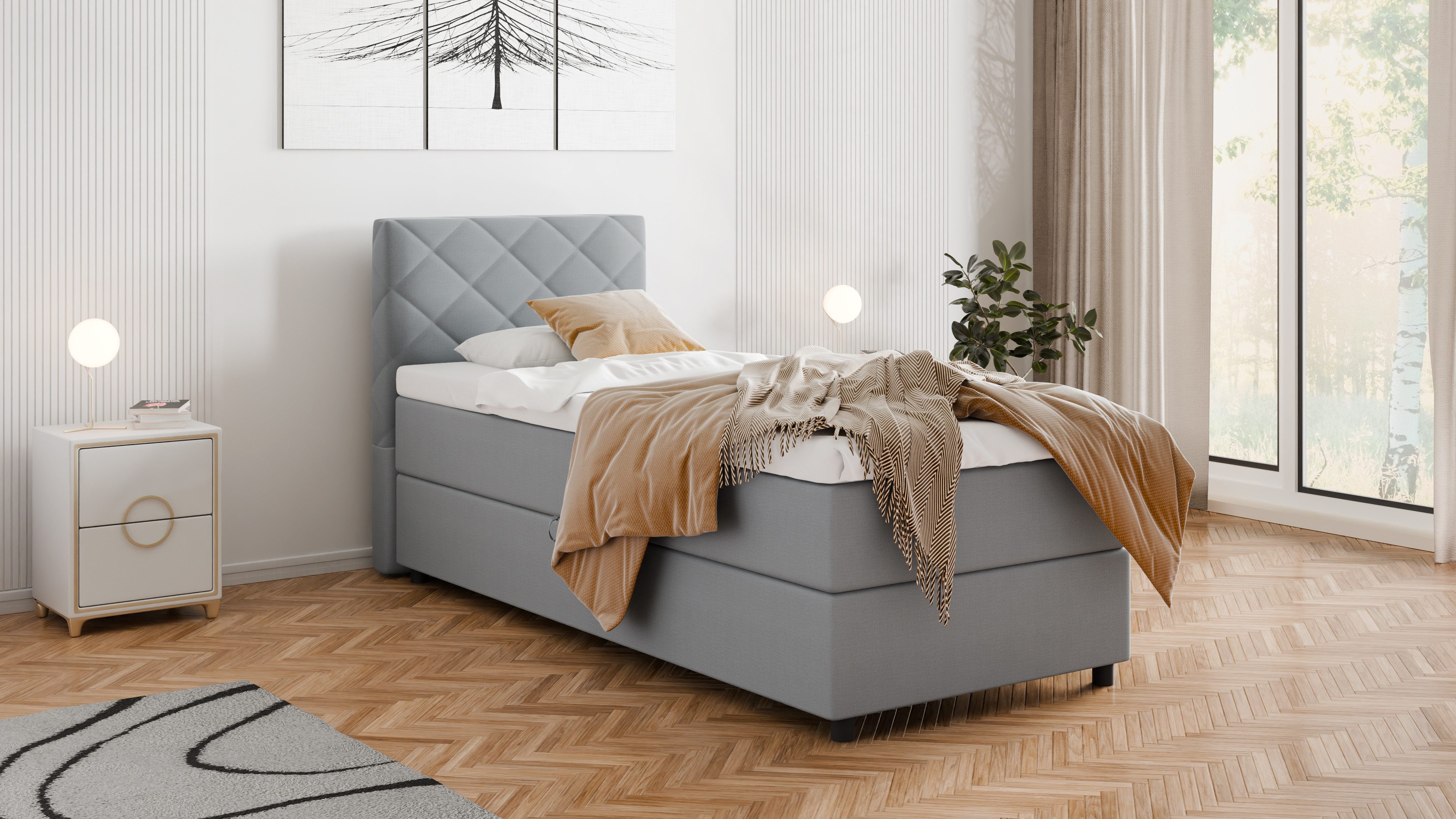 PANDA MÖBEL GmbH Boxspringbett DIAMARO 90x200, 100x200, 120x200, Boxbett mi günstig online kaufen