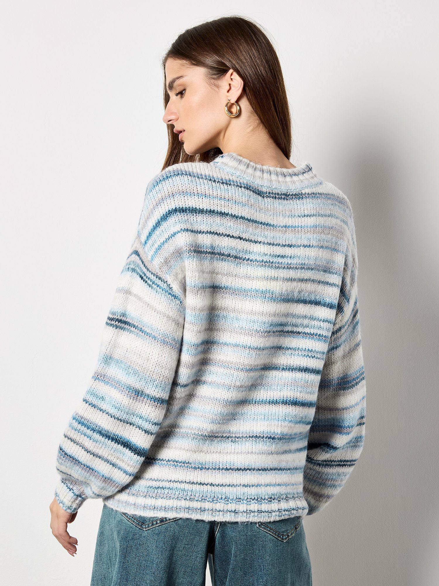 Apricot Streifenpullover Rundhalspullover mit bunten Streifen