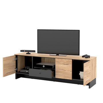 Compleo TV-Schrank PORTO, TV Tisch, Modern Wohnzimmer, Breite: 163 cm, Farbe: eiche