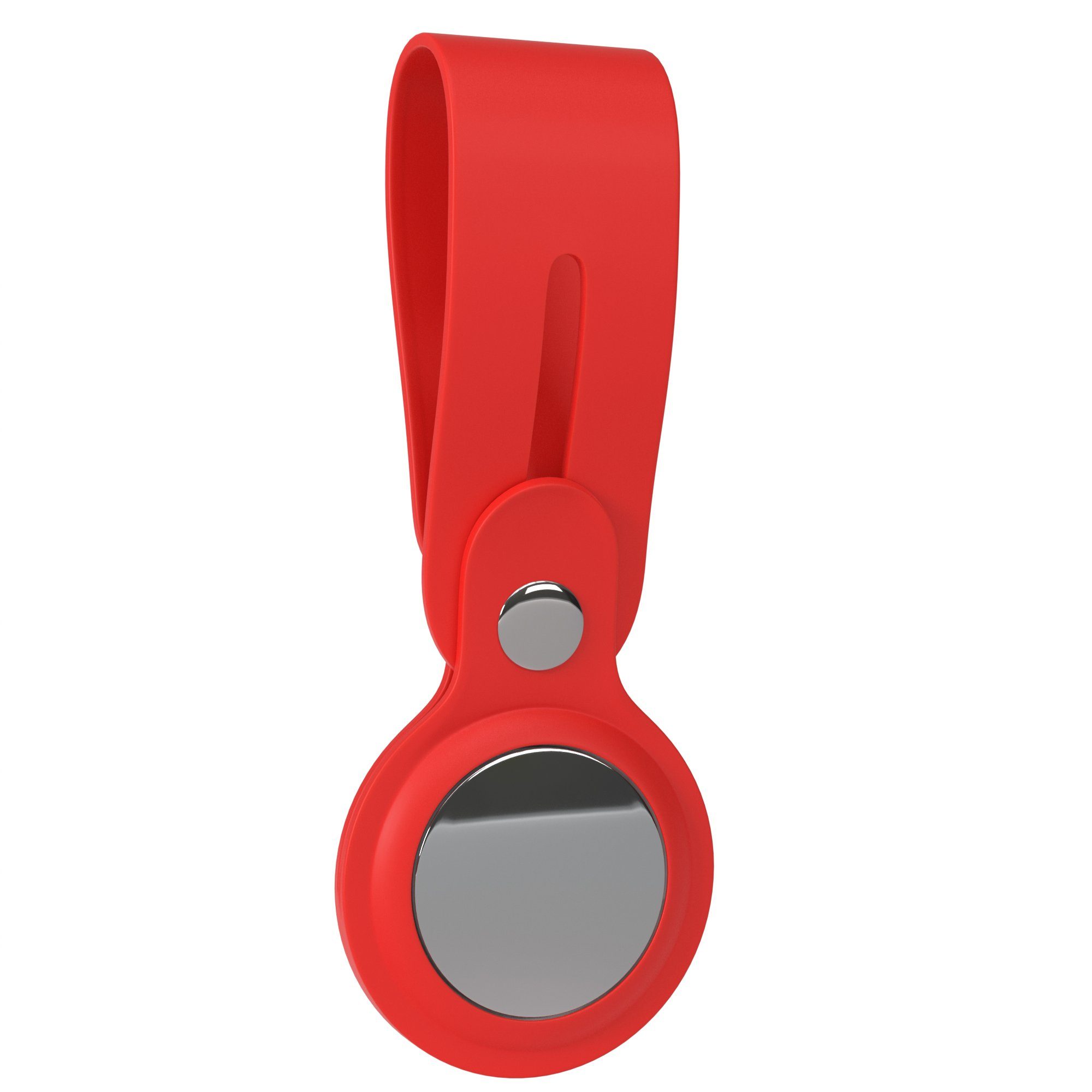 EAZY CASE Schlüsselanhänger Anhänger kompatibel mit Apple AirTag, Schutzhülle Airtags Hülle mit Silikon Schlaufe Tracker Case Rot