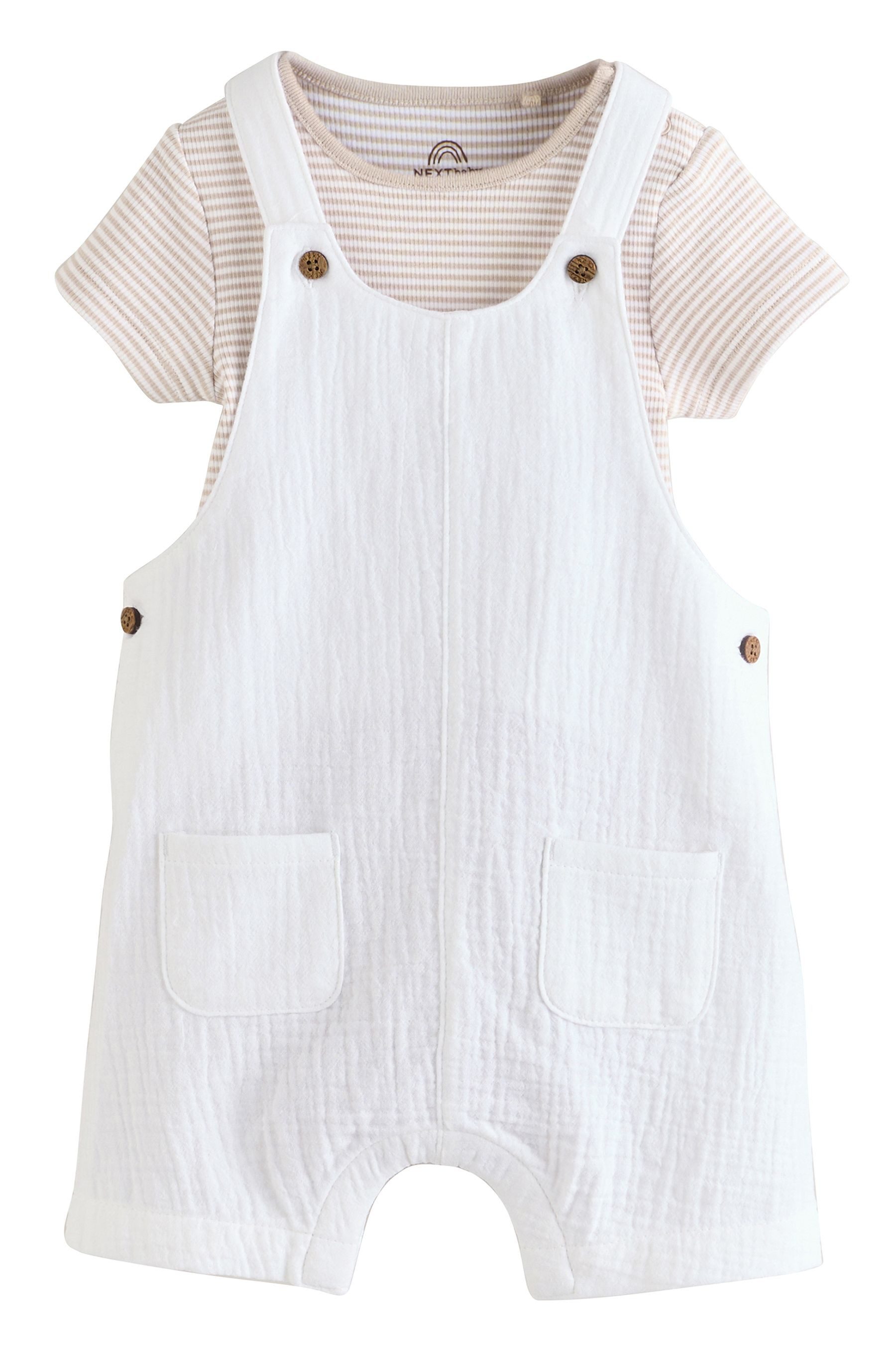 Next Latzhose Baby Latzhose und gestreifter Bodysuit im Set (2-tlg)