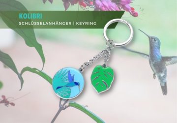 TROIKA Schlüsselanhänger Schlüsselanhänger mit 2 Anhängern Kolibri und Monstera Blatt KOLIBRI