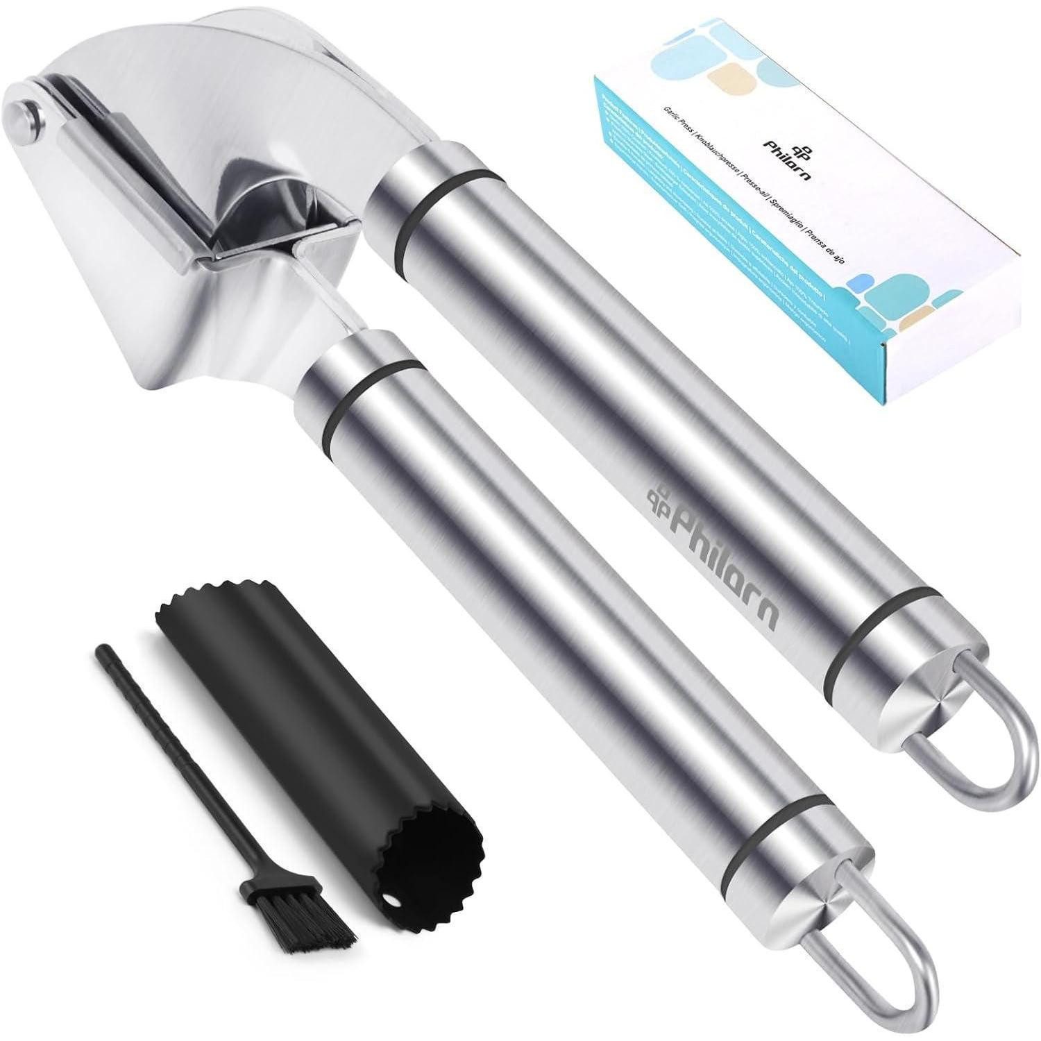 LuxusKollektion Knoblauchpresse Knoblauchpresse Edelstahl Profi - Premium Garlic Press mit Schäler