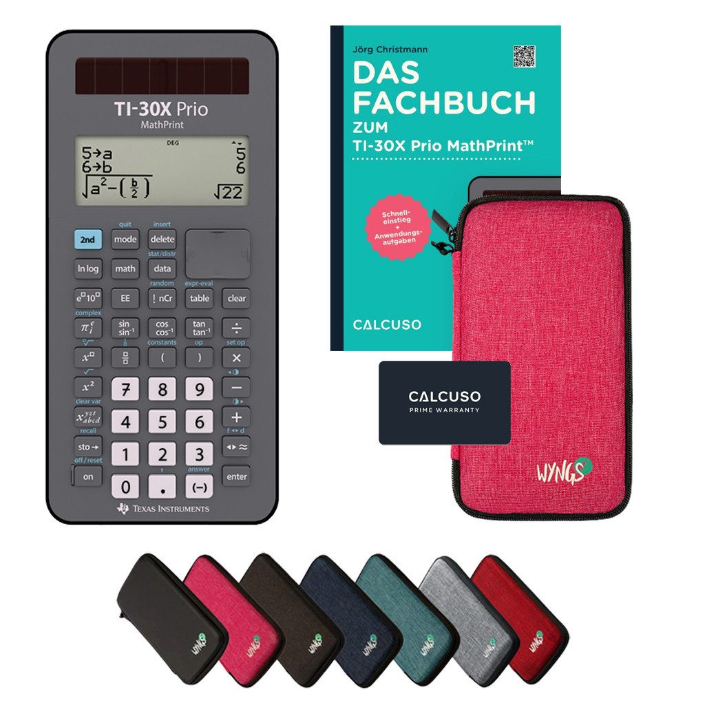 Texas Instruments Taschenrechner TI-30X Prio MathPrint inkl. Schutztasche Pink & Fachbuch (80S.,DINA5)