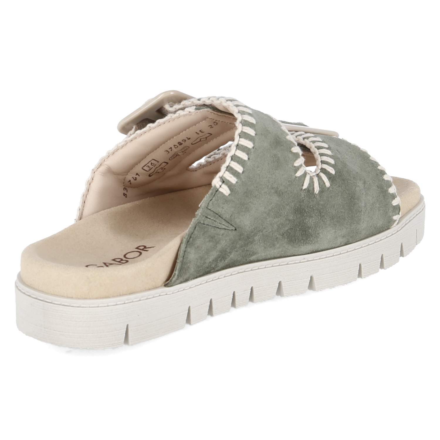 Gabor Gabor Flache Pantoletten 83.741.19 Damen Rauleder green Pantolette – Bild 4 von 5