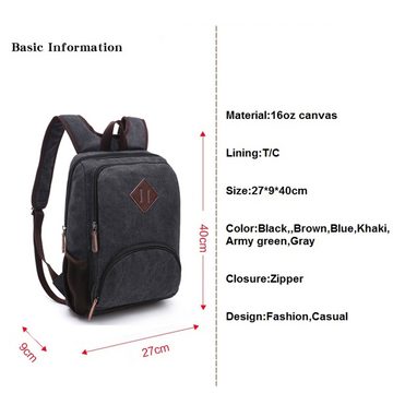 AOYATE Schulrucksack Rucksack Handgepäck mit Laptop Fach 15,6 Zoll, Rucksack aus Segeltuch für Herren und Damen, Business-Rucksack