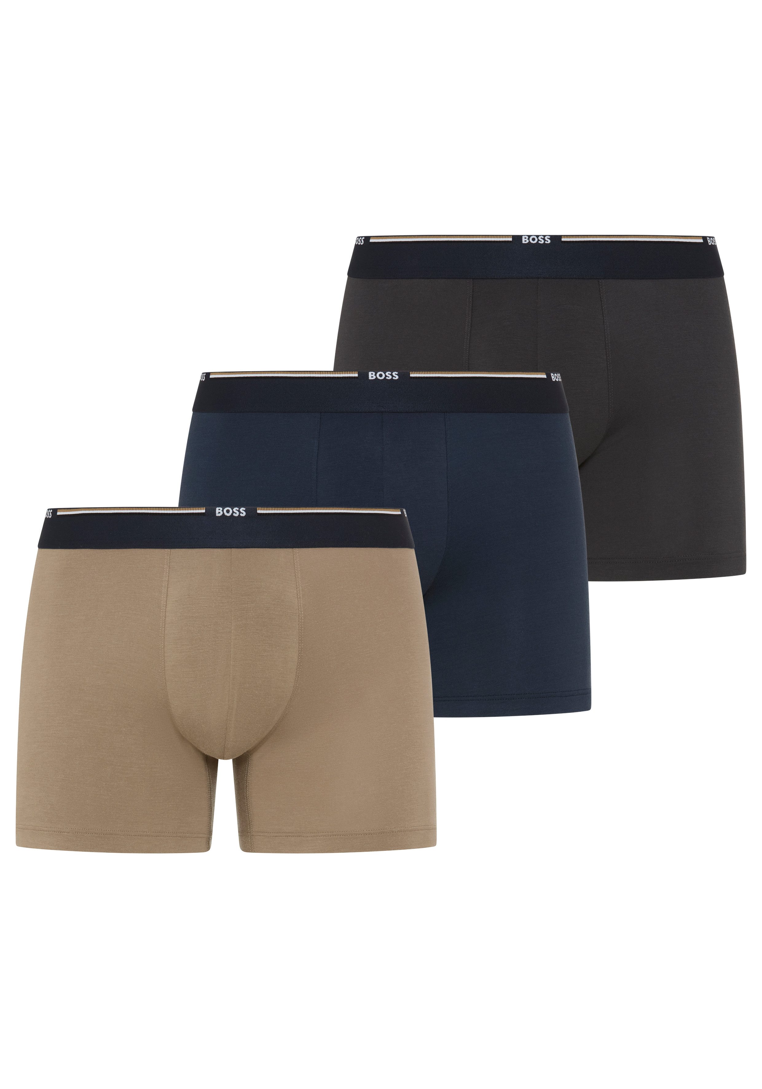 BOSS Boxer Boxer Brief 3P Bamboo (Packung, 3-St) mit Logoschriftzug auf dem Bund