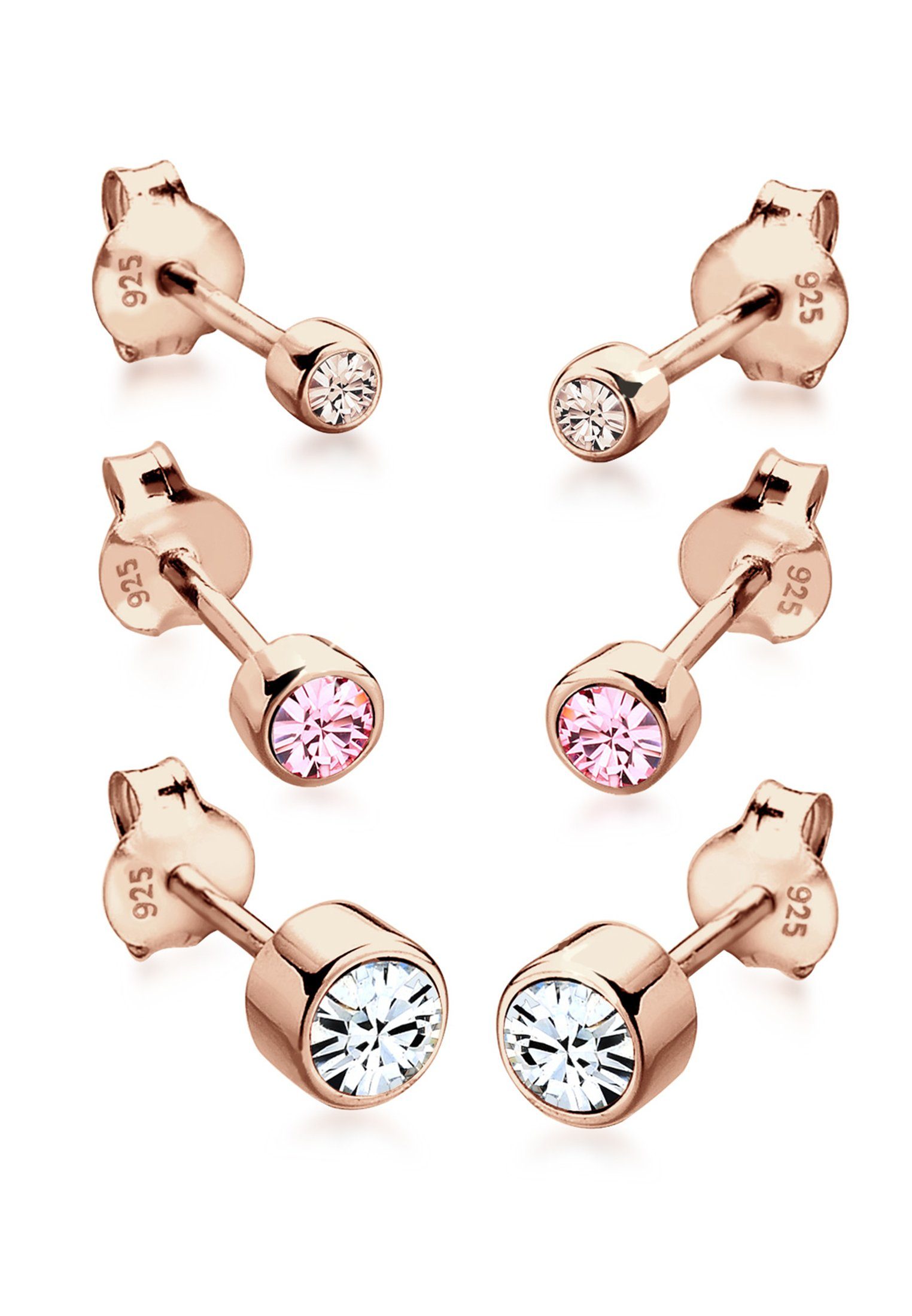 Elli Ohrring-Set (Set, 6 tlg) rund 925 Silber, mit Kristallen von Swarovski®