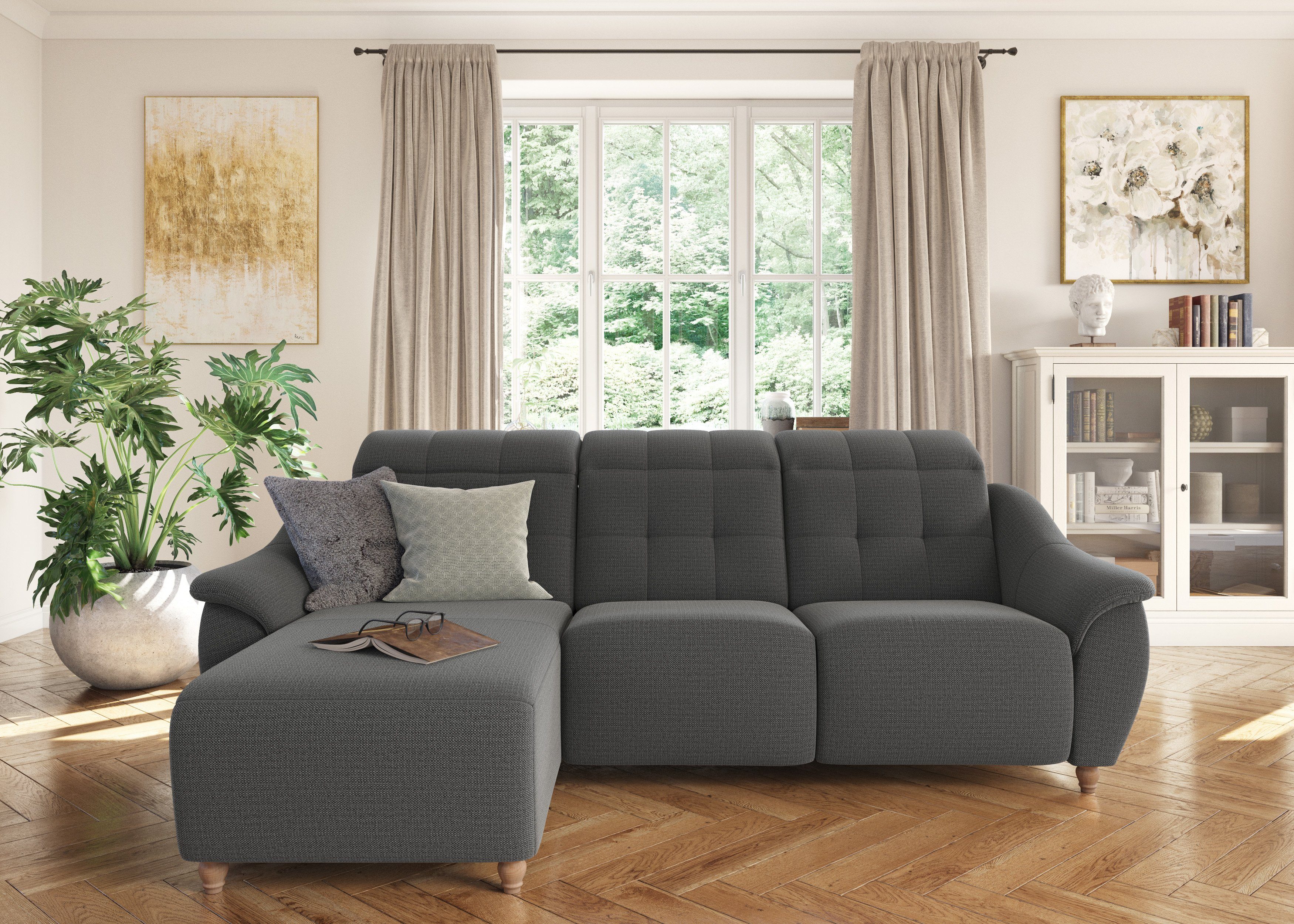 Home affaire Ecksofa Boston L-Form, 2 Teile, Kopfteilverstellung an jeder Sitzfläche, wahlweise Relaxfunktion