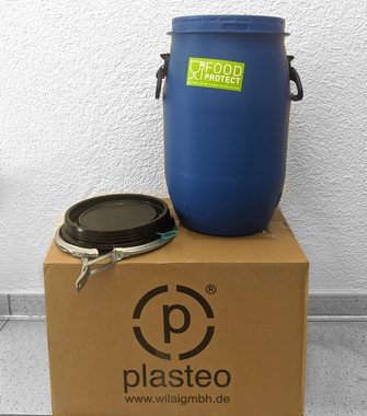 Plasteo Regentonne 30 Liter Deckelfass Lebensmittelecht FDA-zugelassen Kunststofffass, 30 l, FDA Zulassung