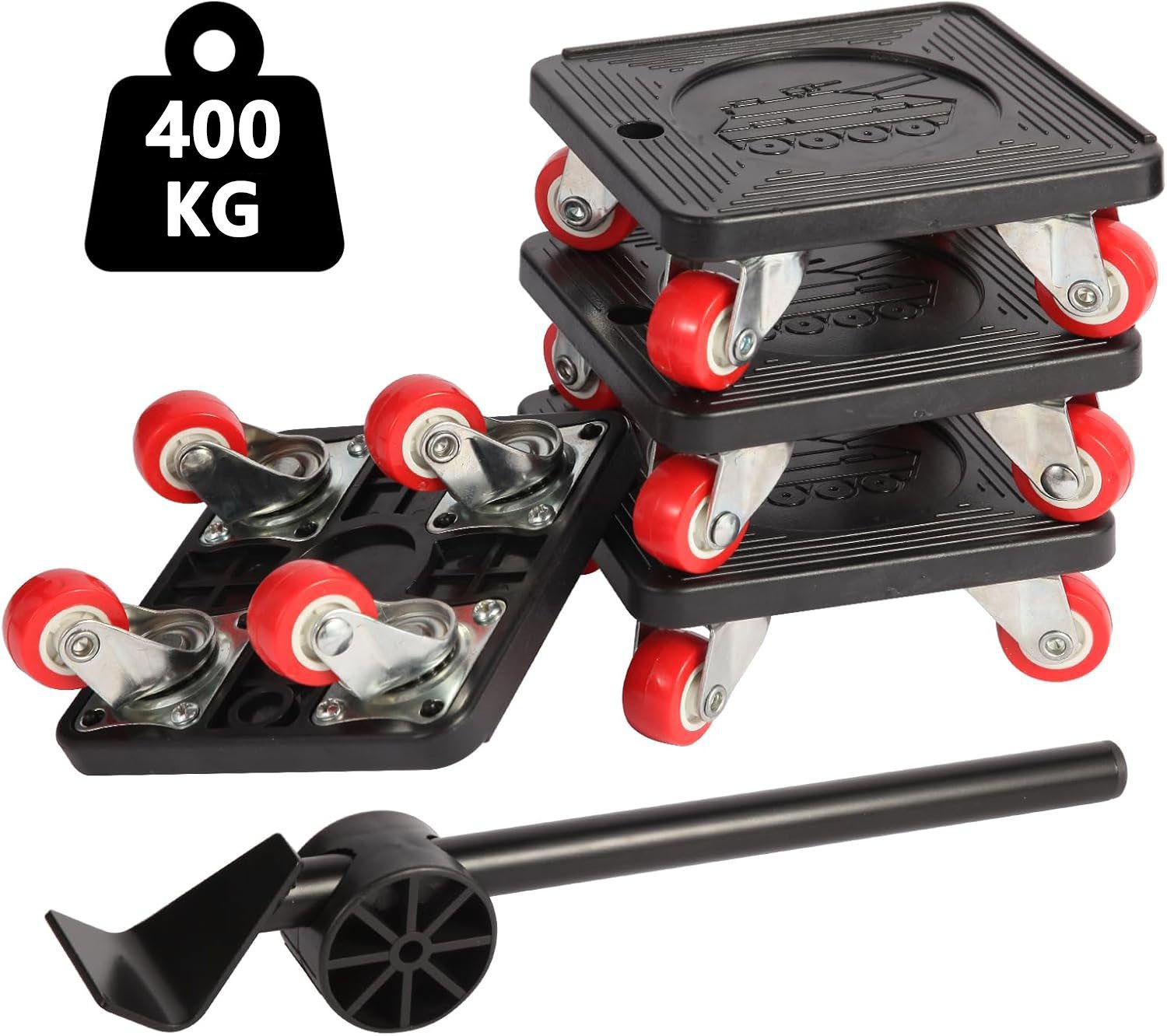 Refined Living Möbelrolle 4-teiliges Möbelheber Set mit 360° Rollen, Schwerlastrollen Möbel, (Umzugshelfer, Möbel verschieben ohne Kratzer, Transportroller Set, Schwerlastrolle, Möbelrollen, Transportrollen, Möbelwagen 400 kg, Tragkraft Transporthilfe Möbel, Möbel verschieben, 4-St., Möbelroller Transporthilfe,Möbellift mit Hebelarm, Anti-Rutschfläche), für Umzug Möbel,Waschmaschinen,Kühlschränke,Sofas,Pflanzen,Kartons