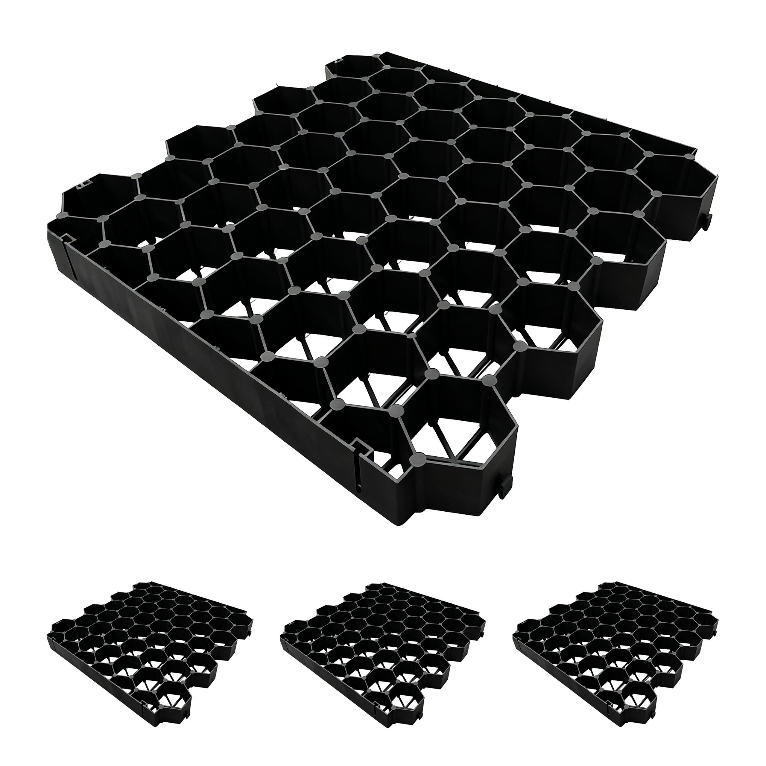 relaxdays Rasengitter Kunststoff im Set, 50x50 cm, 4-St., 4er Pack